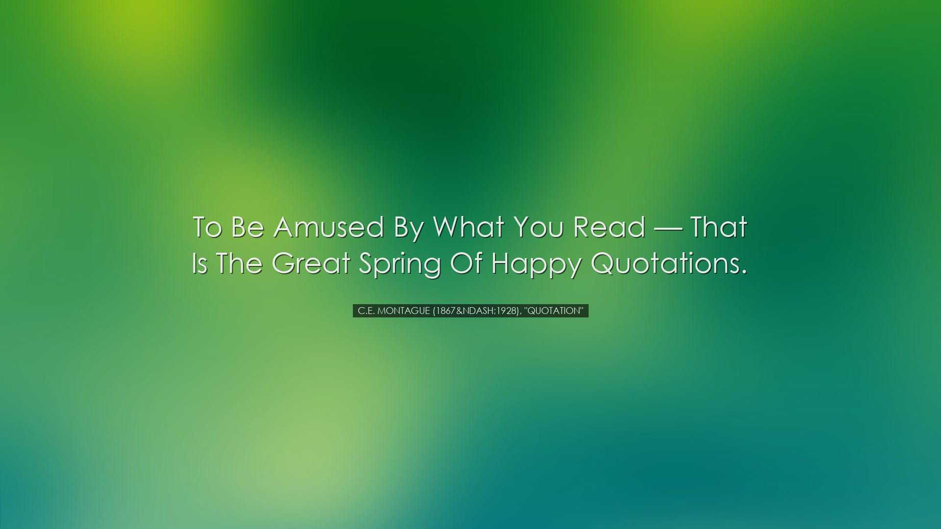 To be amused by what you read — that is the great spring of