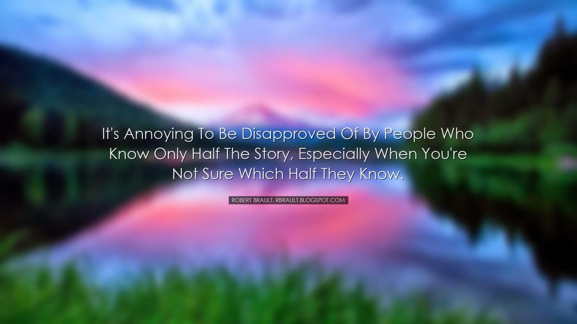 It's annoying to be disapproved of by people who know only half th