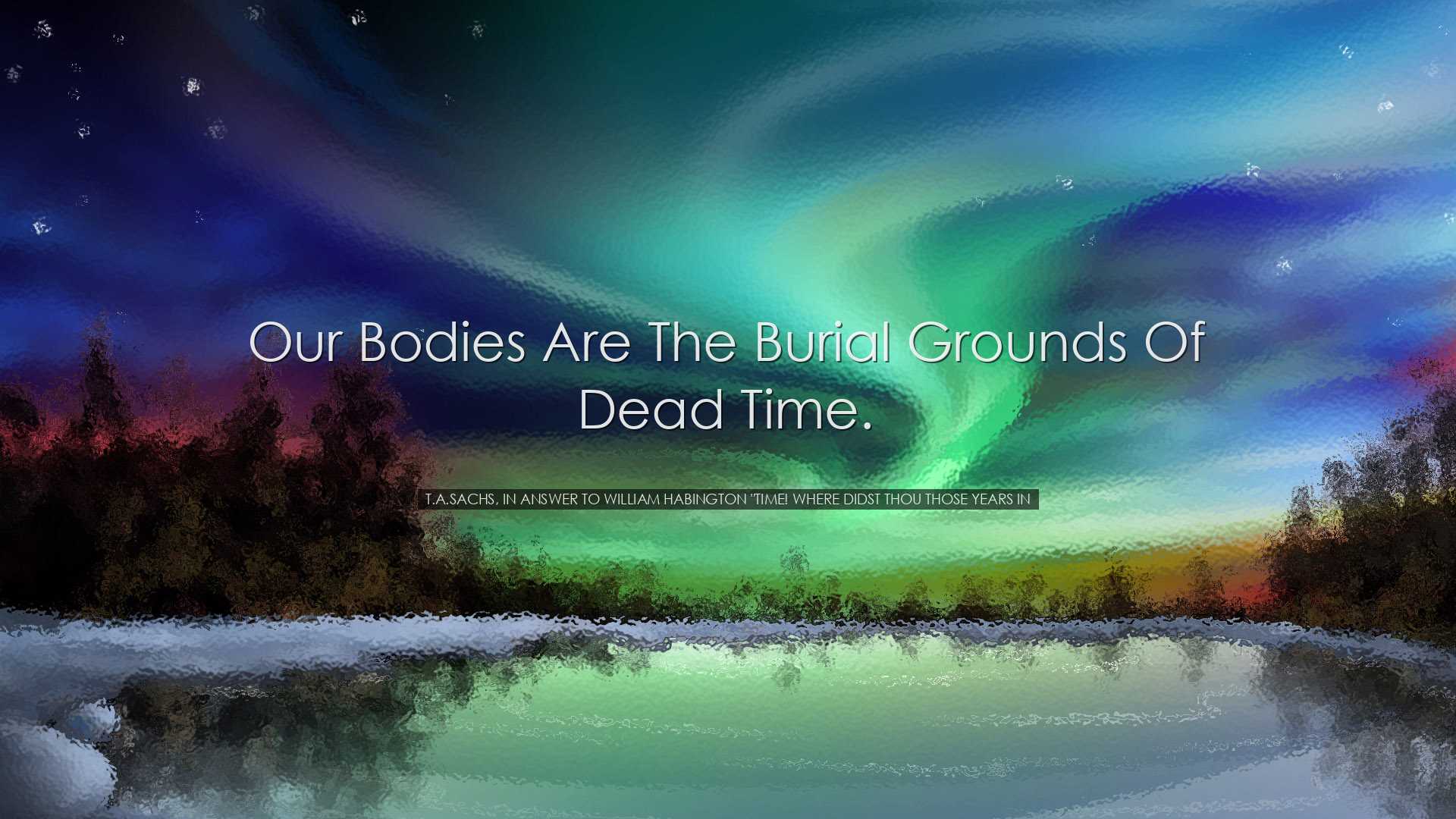 Our bodies are the burial grounds of dead time. - T.A.Sachs, in an