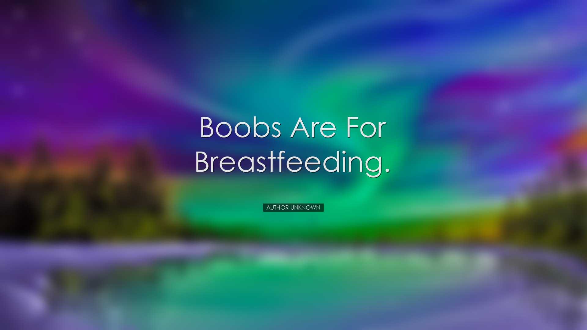 Boobs are for breastfeeding. - Author Unknown