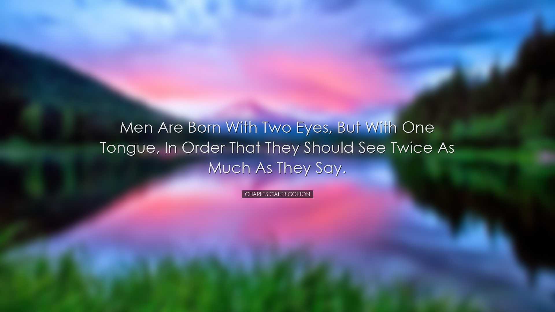 Men are born with two eyes, but with one tongue, in order that the