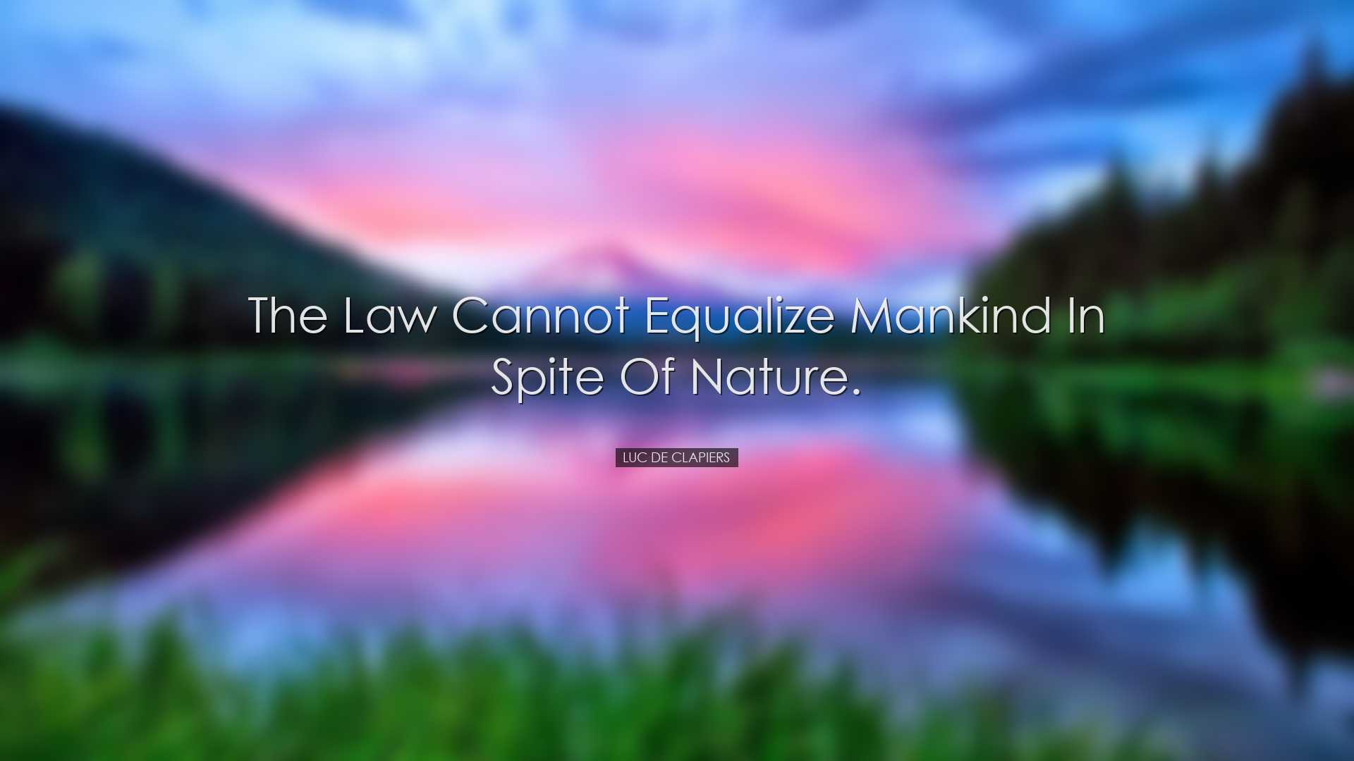 The law cannot equalize mankind in spite of nature. - Luc de Clapi
