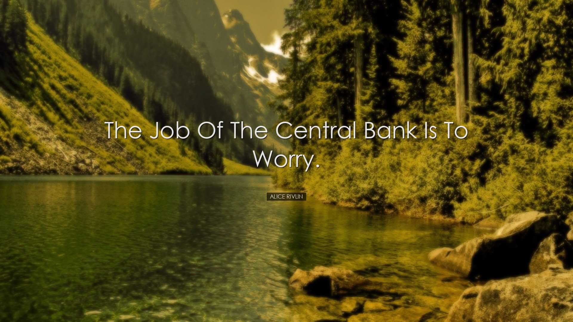 The job of the Central Bank is to worry. - Alice Rivlin
