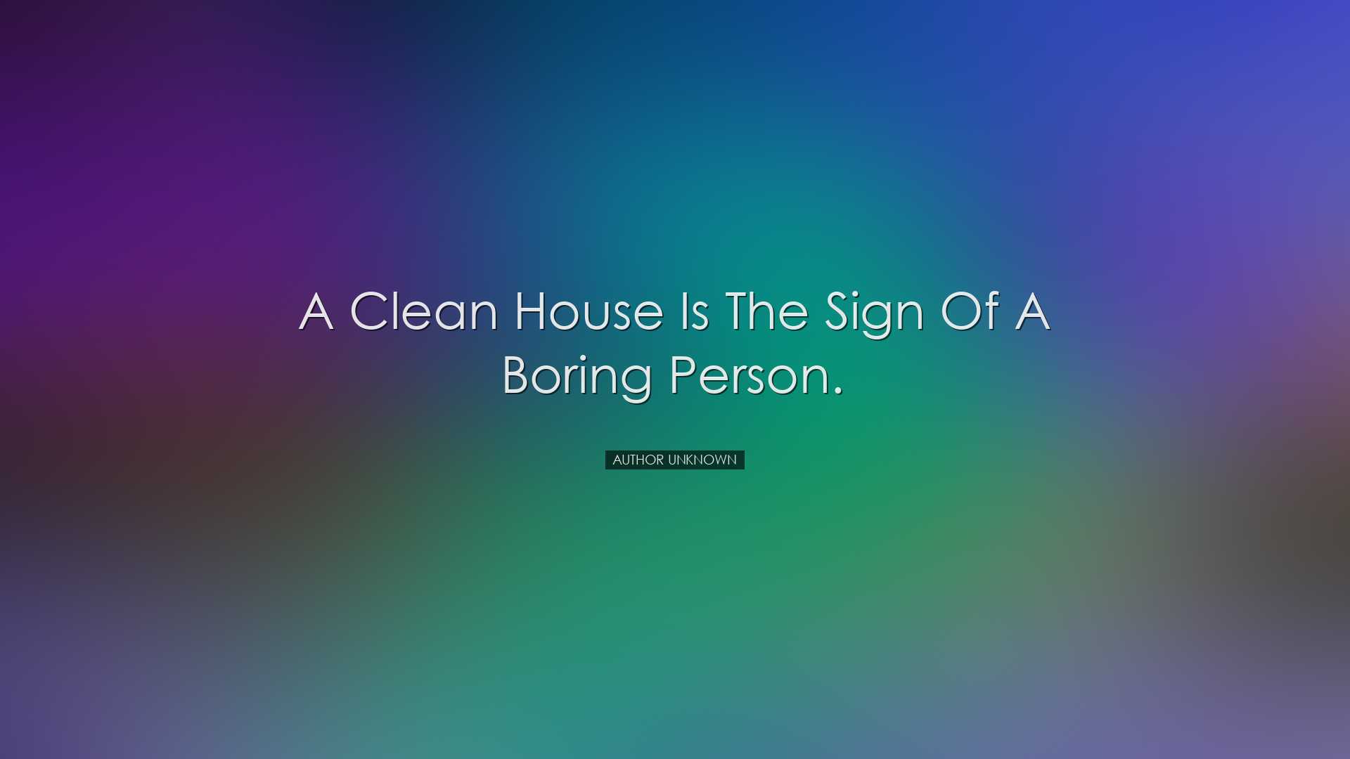 A clean house is the sign of a boring person. - Author Unknown