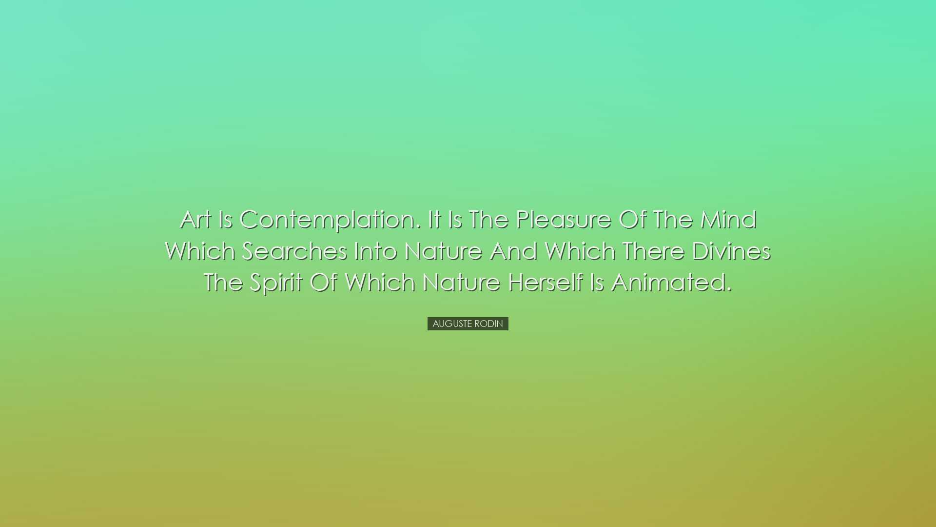 Art is contemplation. It is the pleasure of the mind which searche