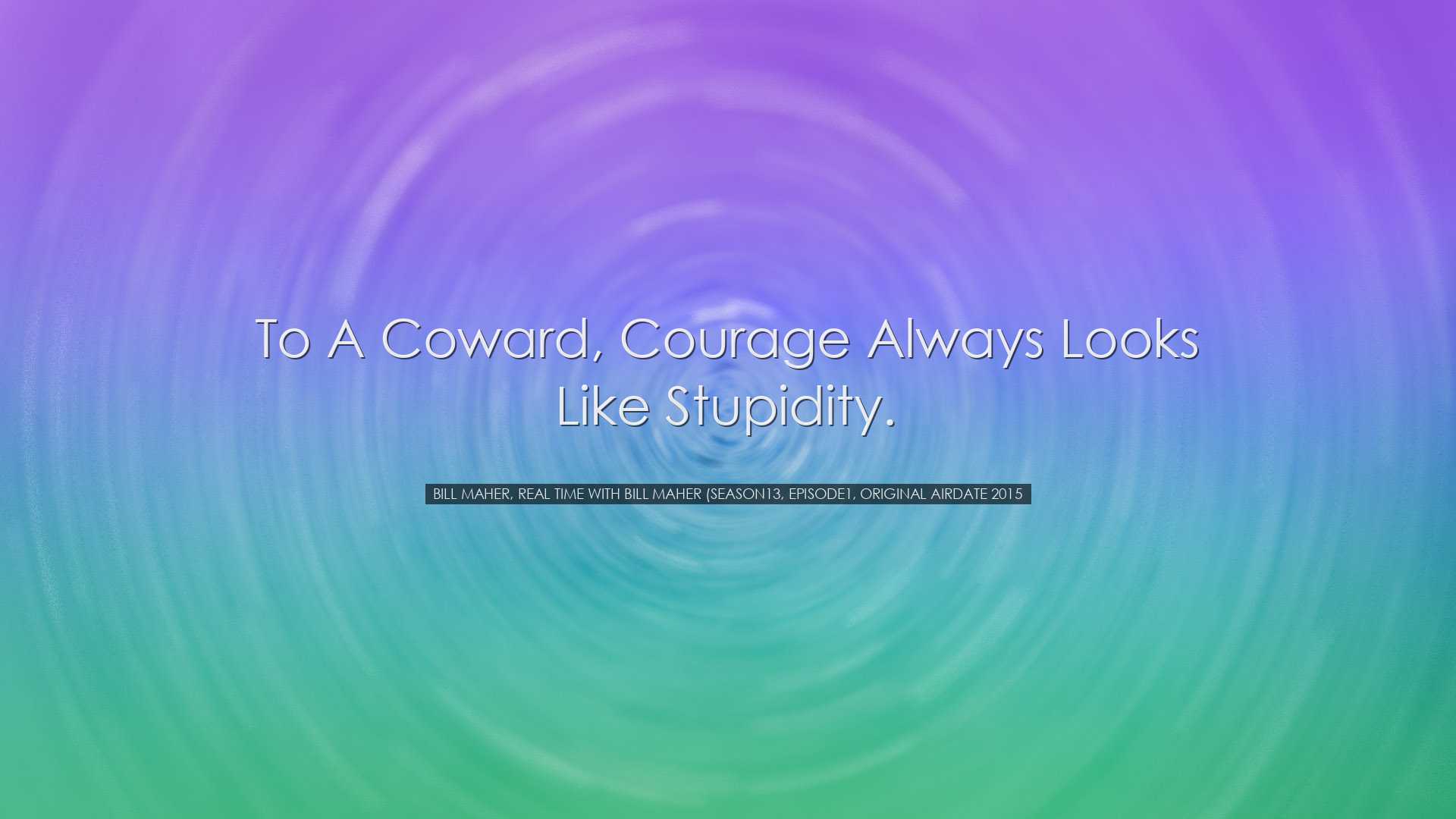 To a coward, courage always looks like stupidity. - Bill Maher, Re