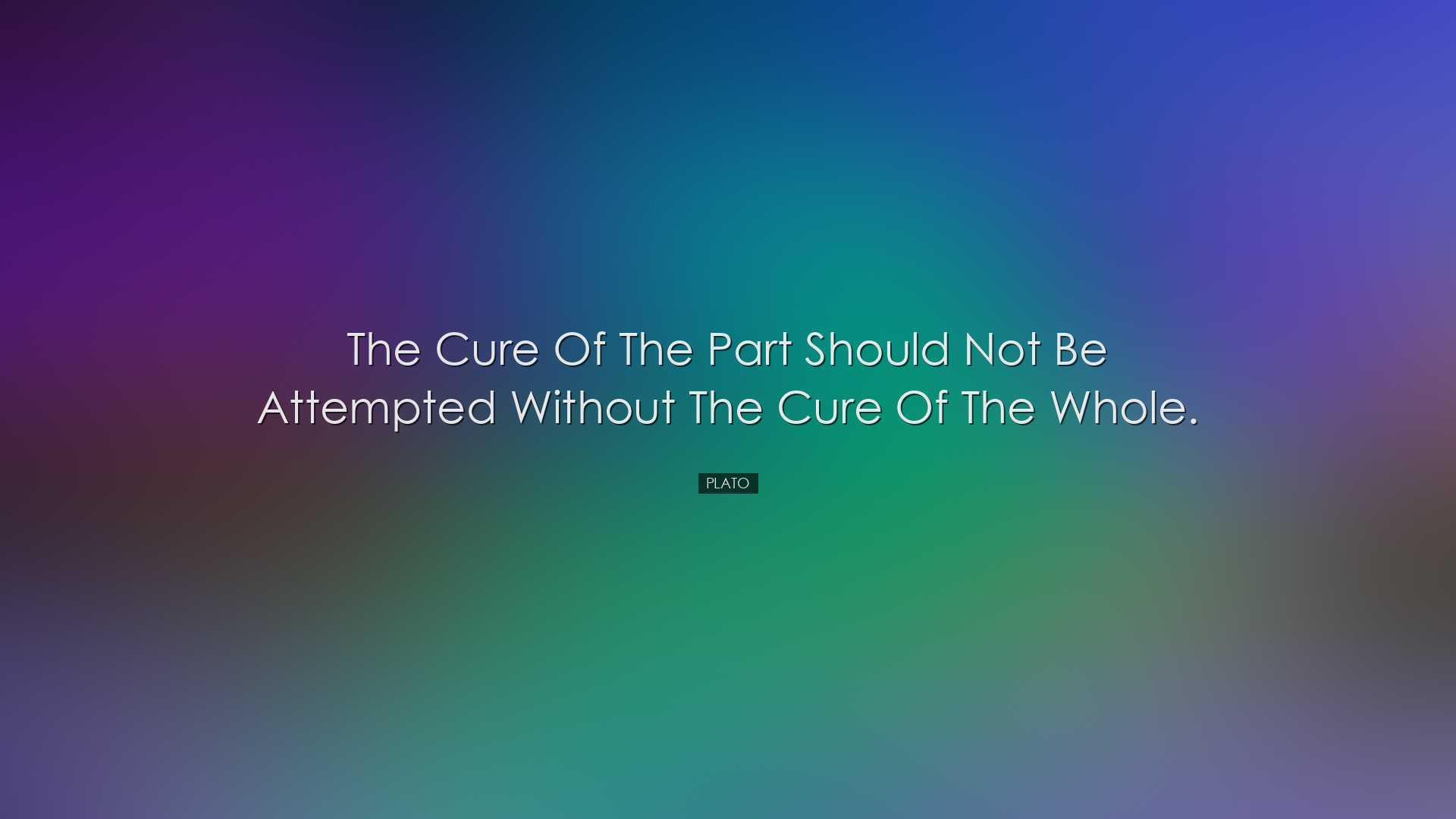 The cure of the part should not be attempted without the cure of t