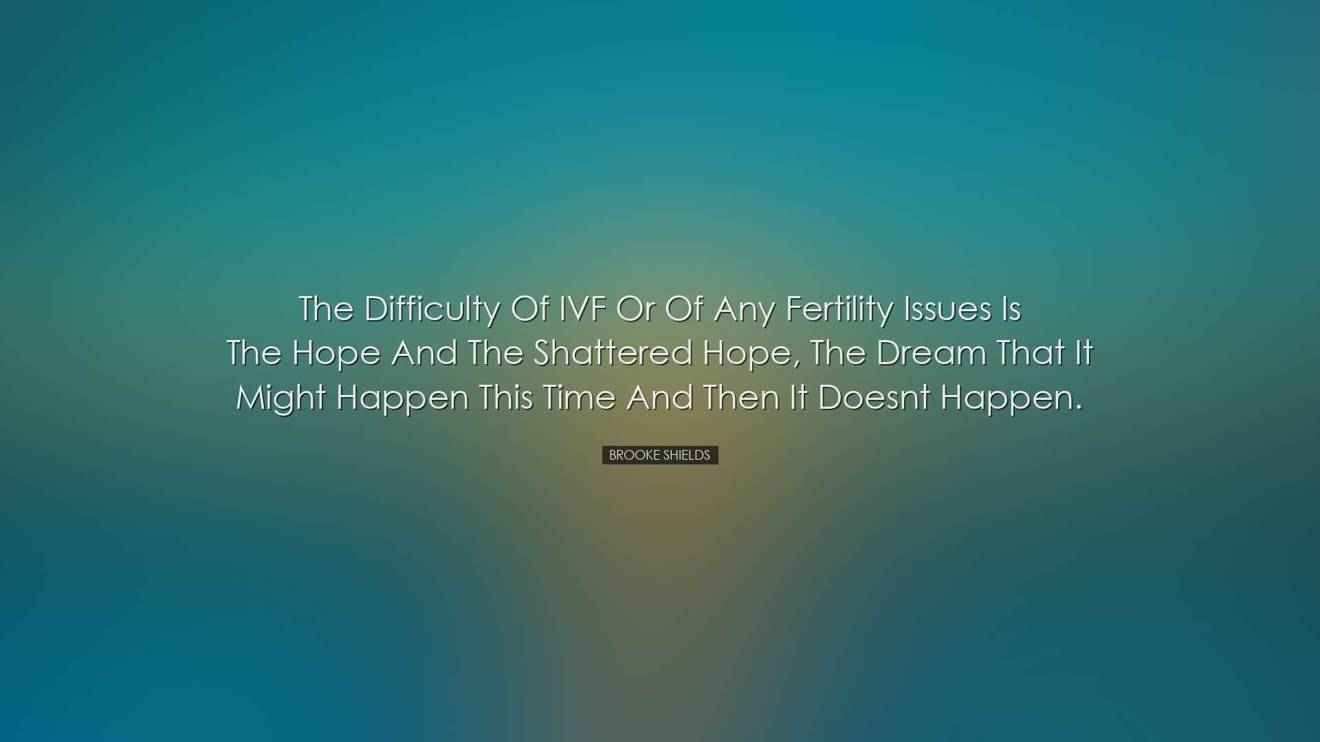 The difficulty of IVF or of any fertility issues is the hope and t