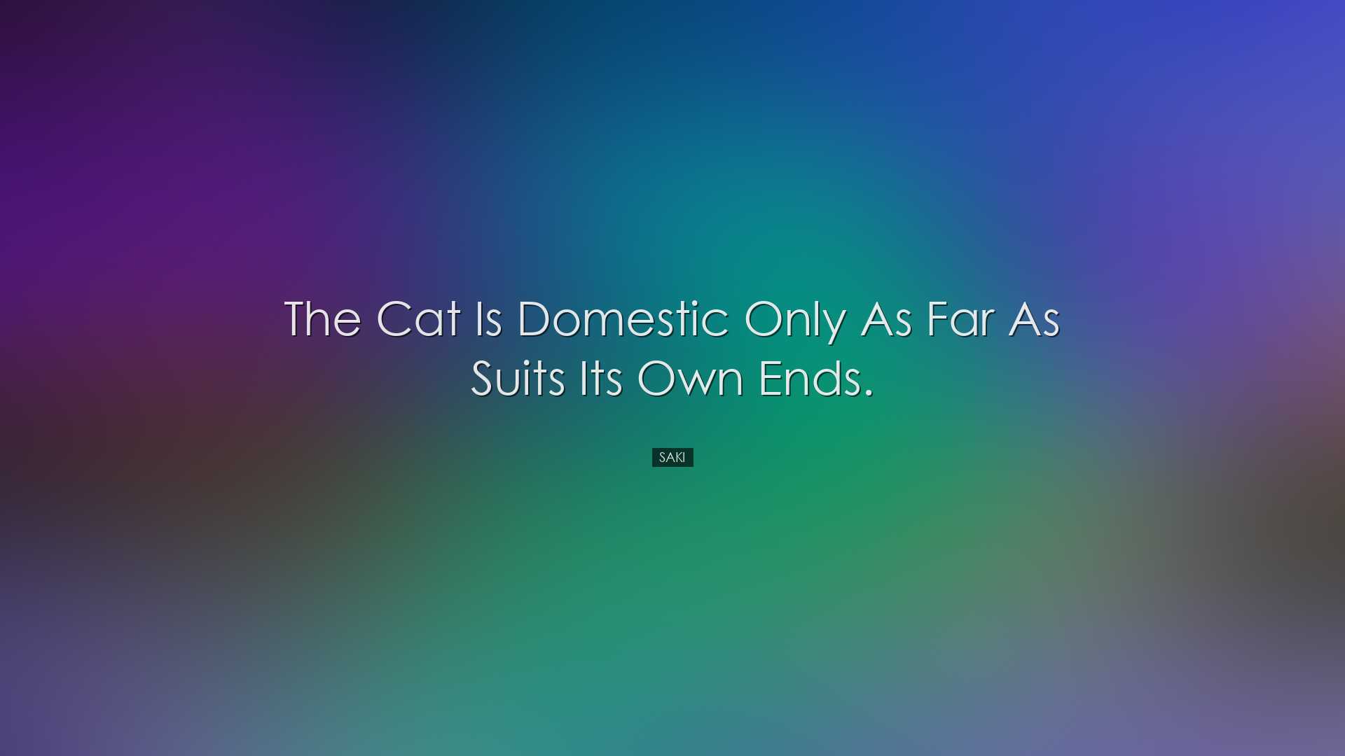 The cat is domestic only as far as suits its own ends. - Saki