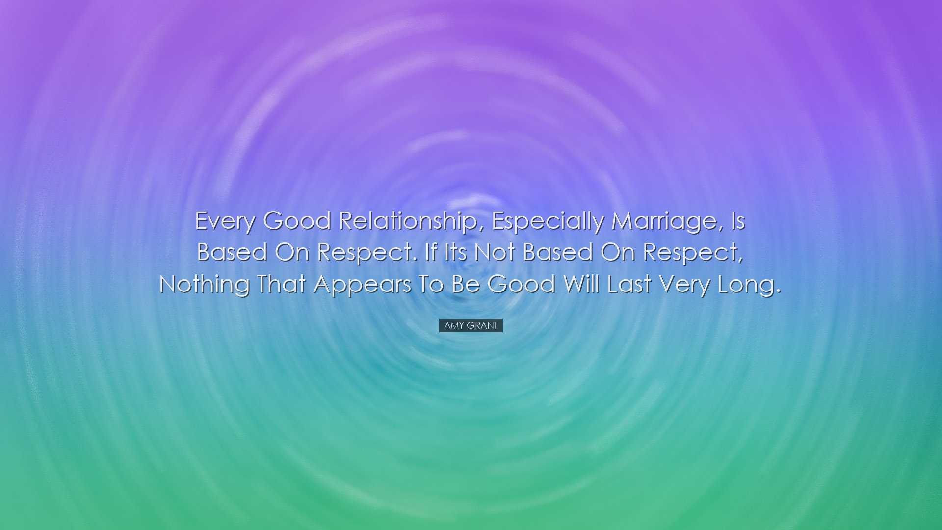 Every good relationship, especially marriage, is based on respect.