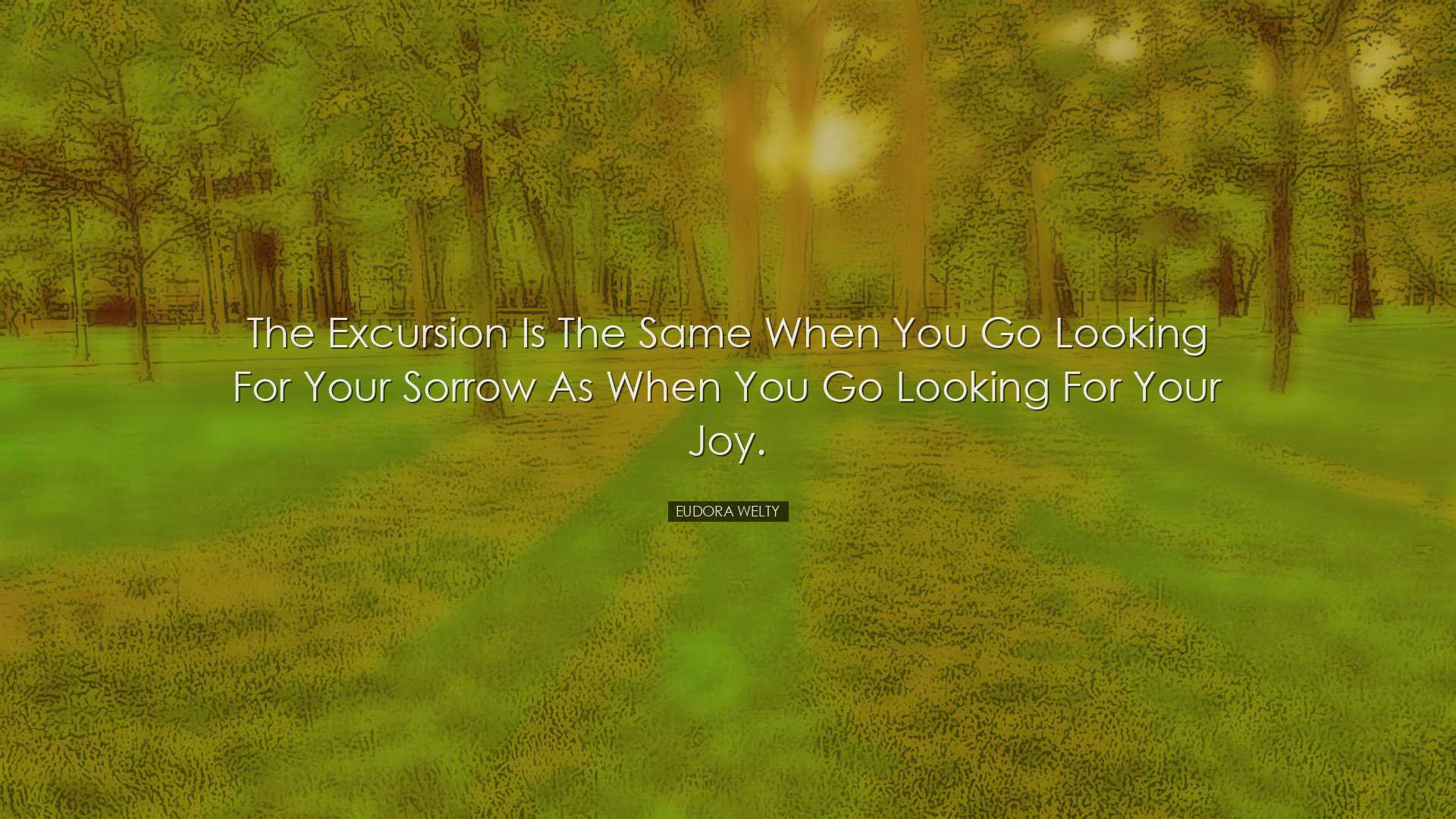 The excursion is the same when you go looking for your sorrow as w