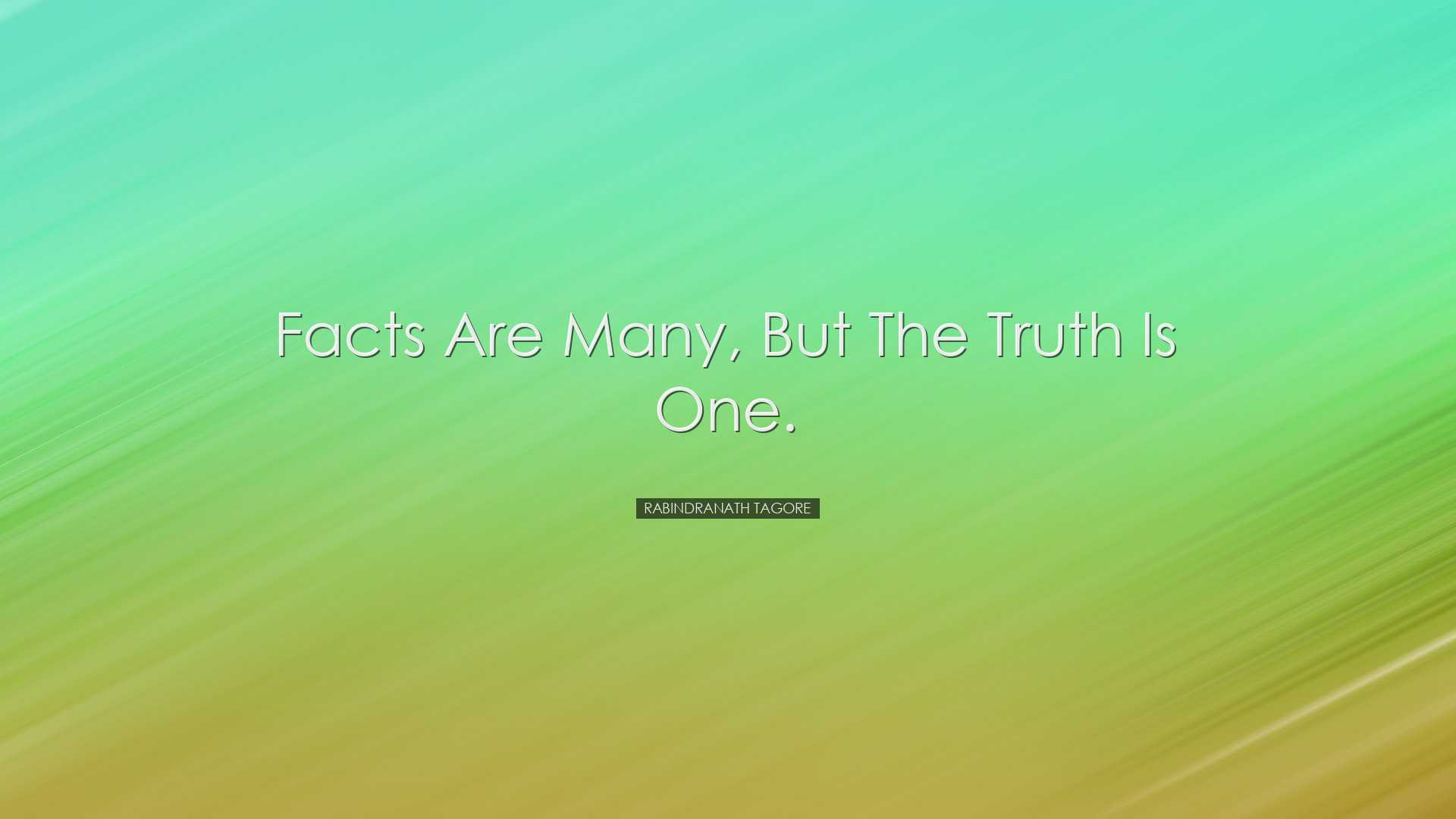 Facts are many, but the truth is one. - Rabindranath Tagore