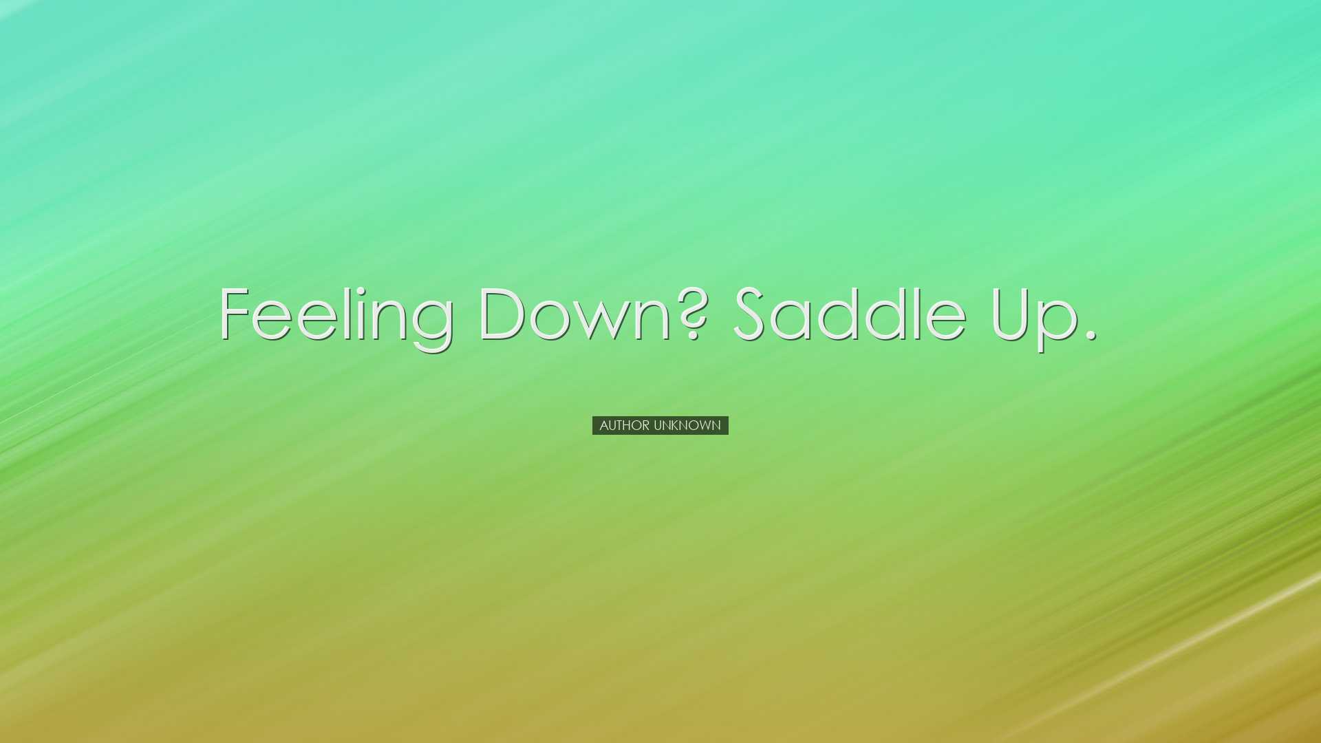 Feeling down? Saddle up. - Author Unknown