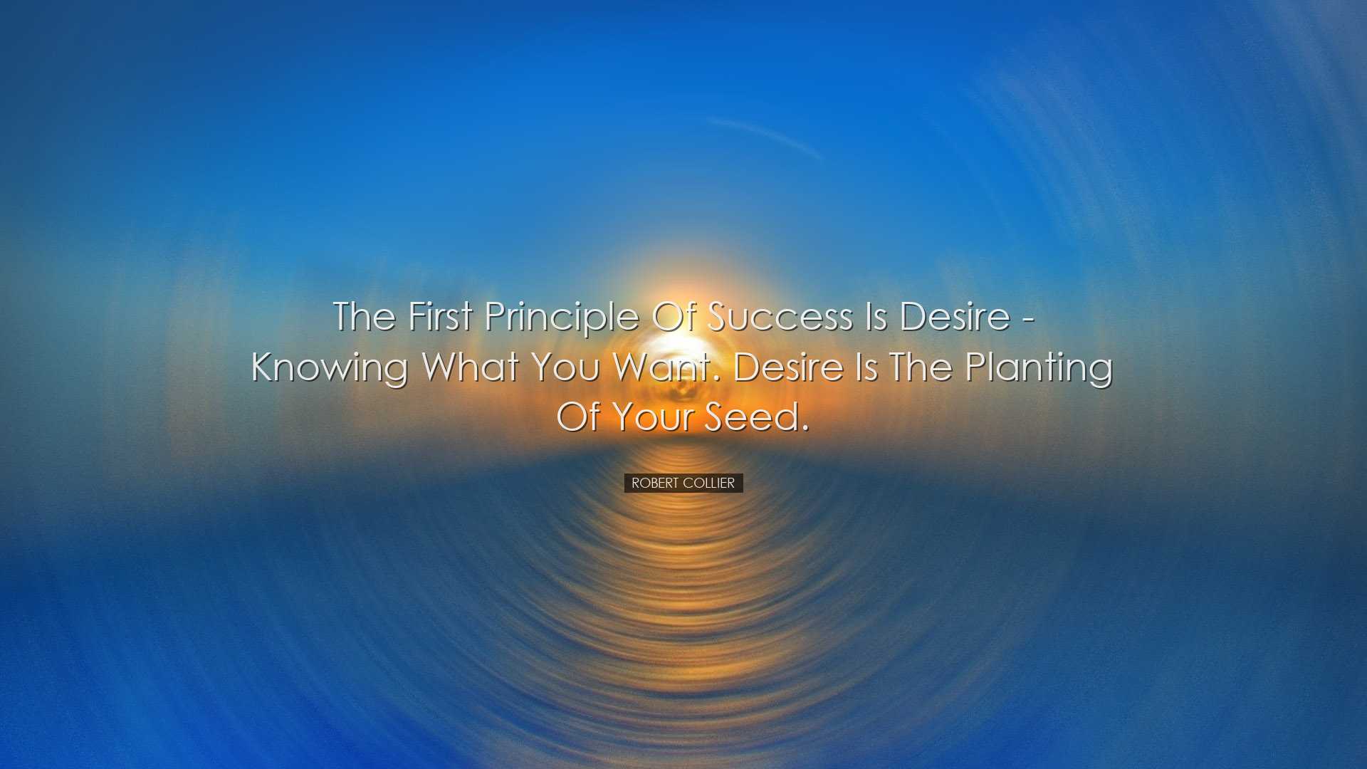 The first principle of success is desire - knowing what you want.