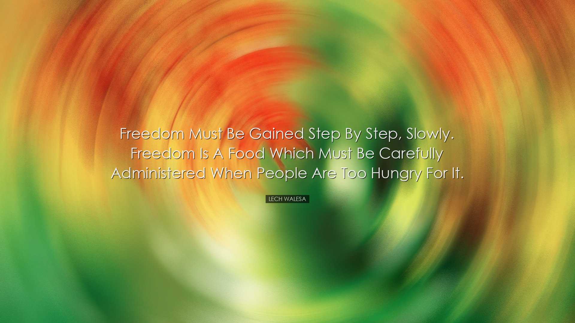 Freedom must be gained step by step, slowly. Freedom is a food whi