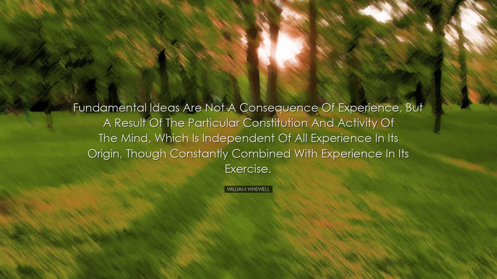 Fundamental ideas are not a consequence of experience, but a resul