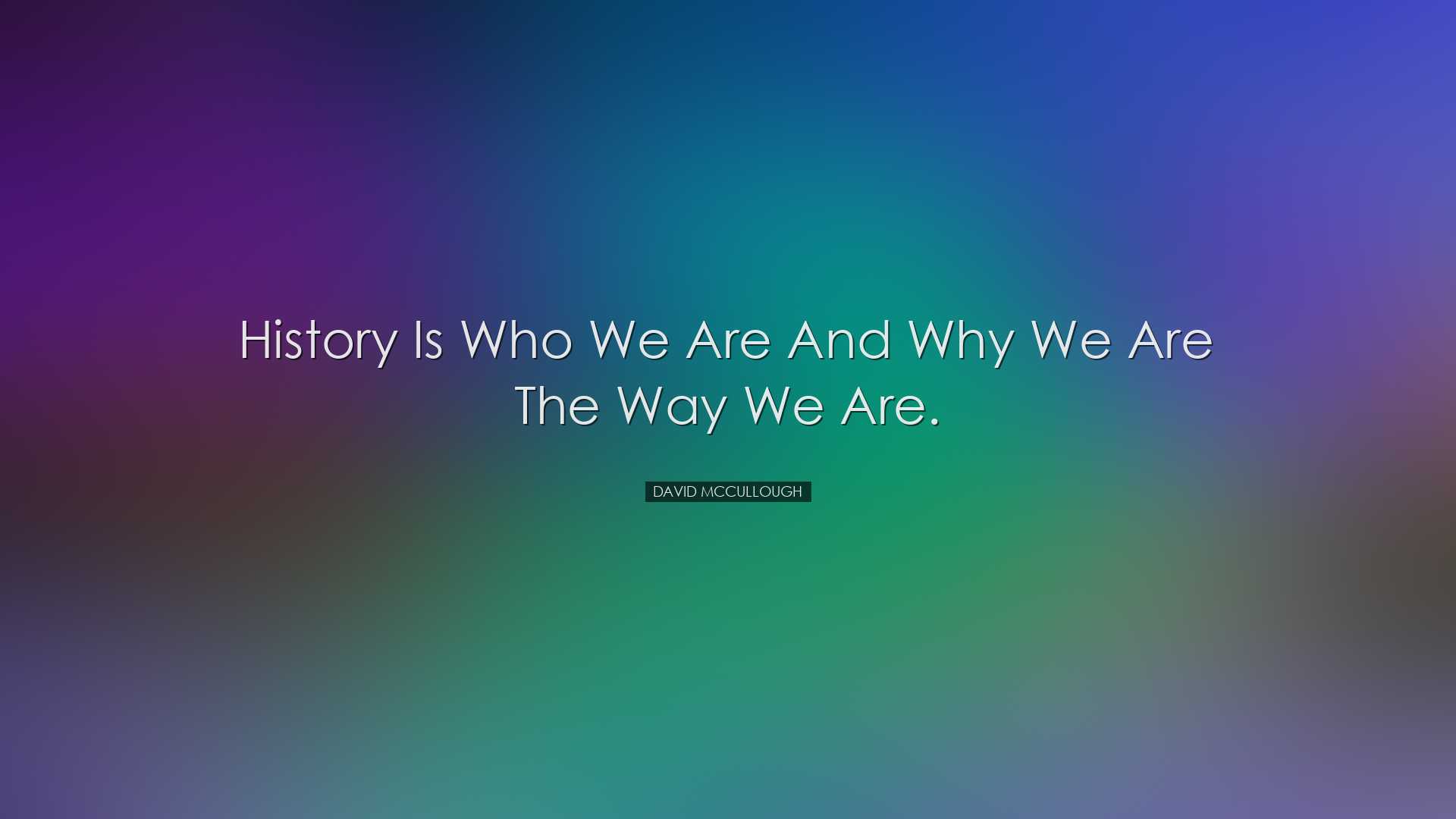 History is who we are and why we are the way we are. - David McCul