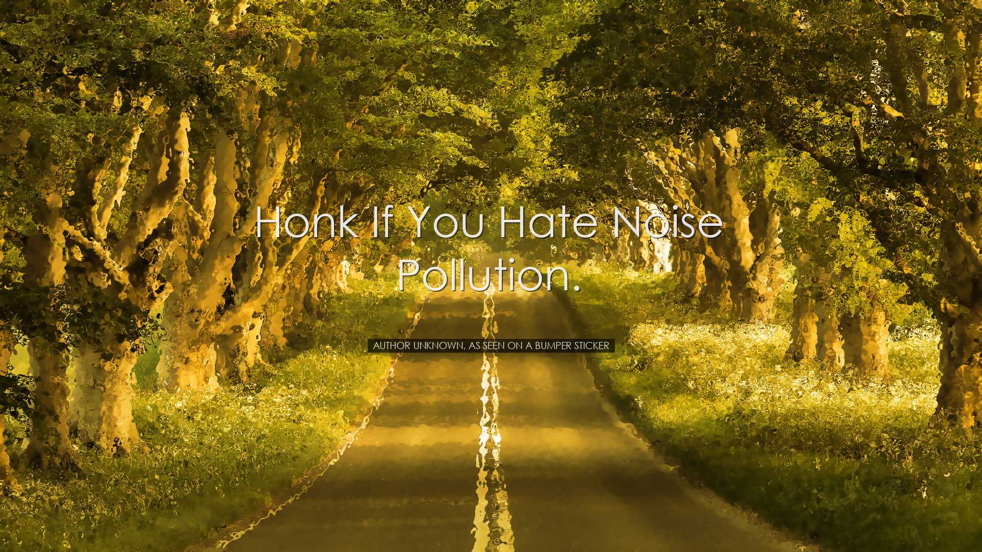 Honk if you hate noise pollution. - Author unknown, as seen on a b