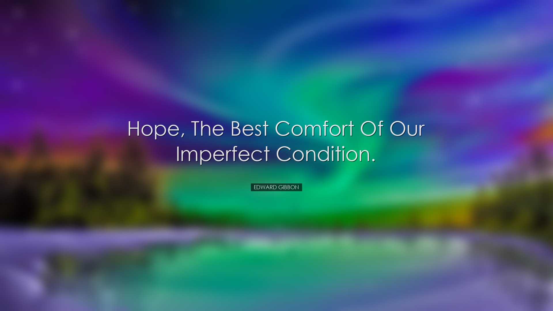 Hope, the best comfort of our imperfect condition. - Edward Gibbon