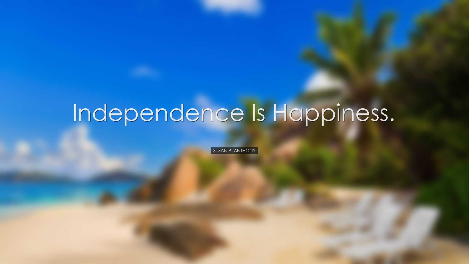 Independence is happiness. - Susan B. Anthony