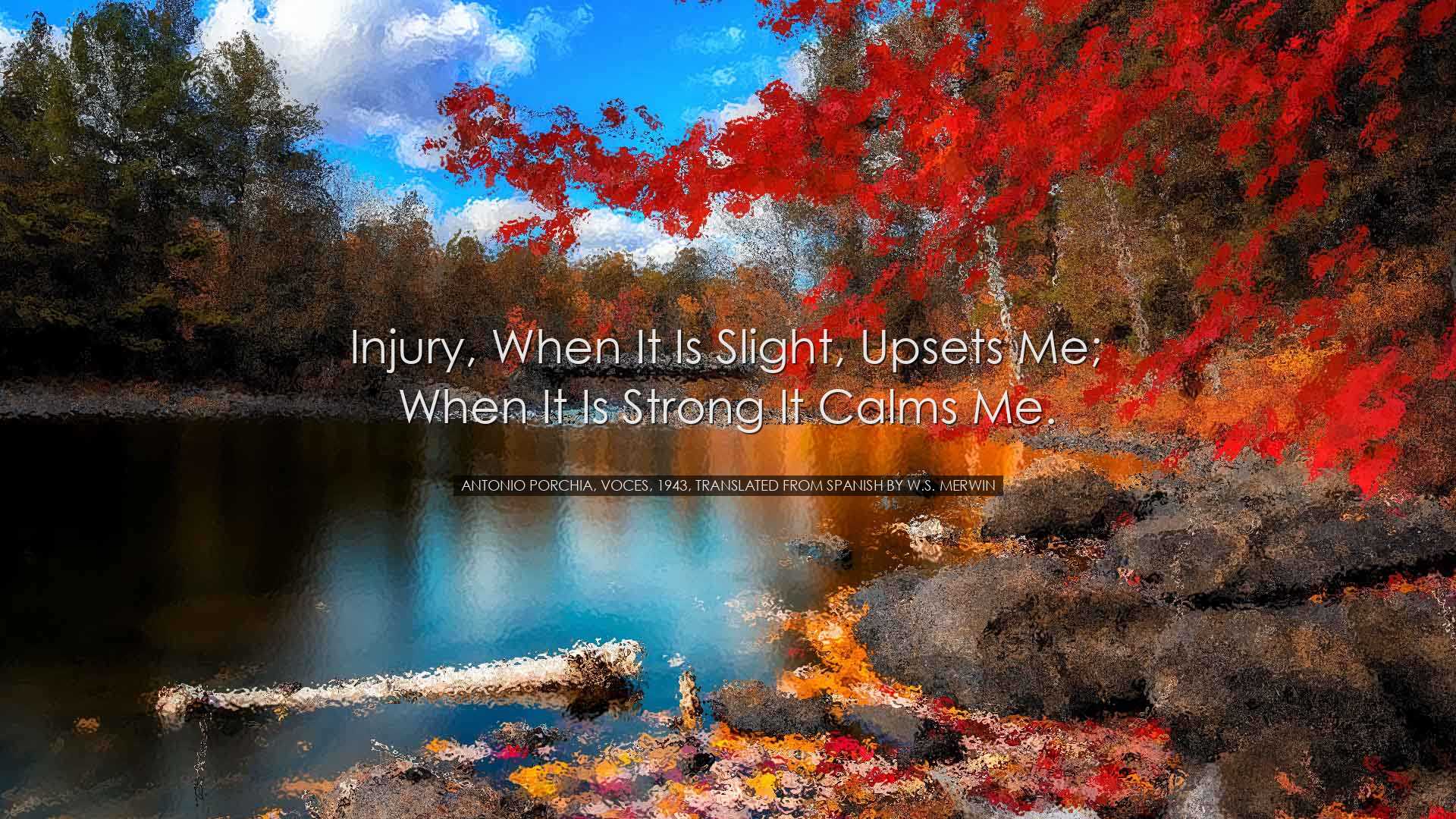 Injury, when it is slight, upsets me; when it is strong it calms m