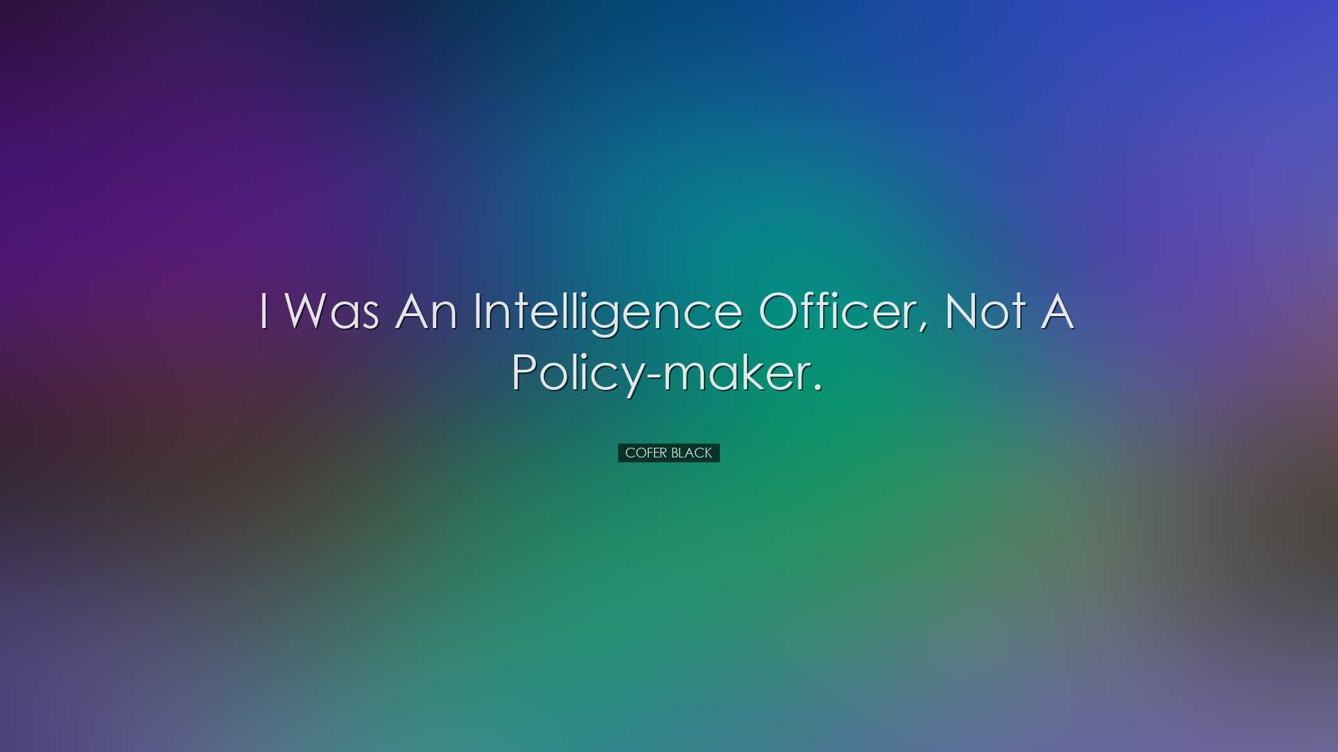 I was an intelligence officer, not a policy-maker. - Cofer Black