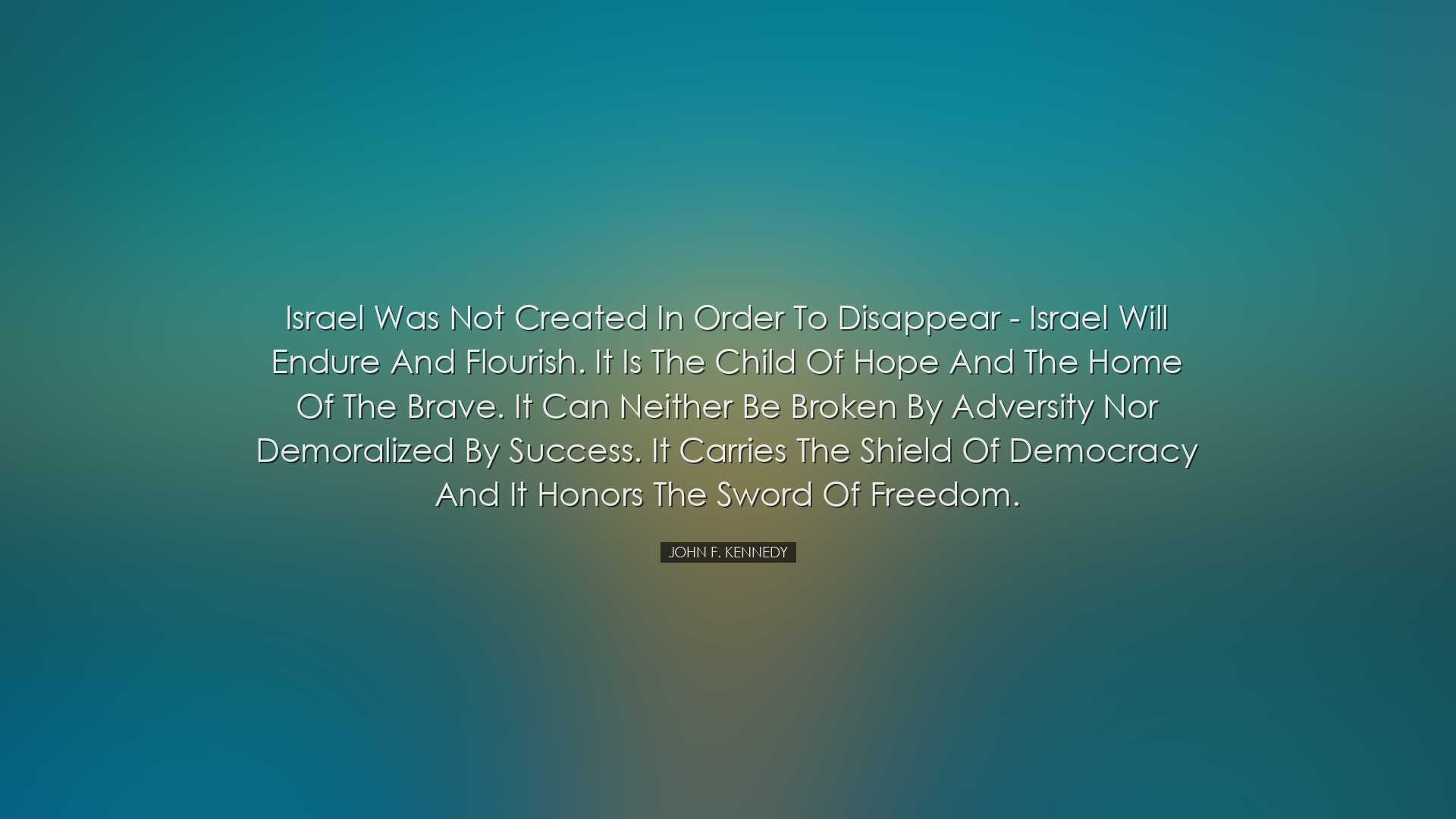 Israel was not created in order to disappear - Israel will endure