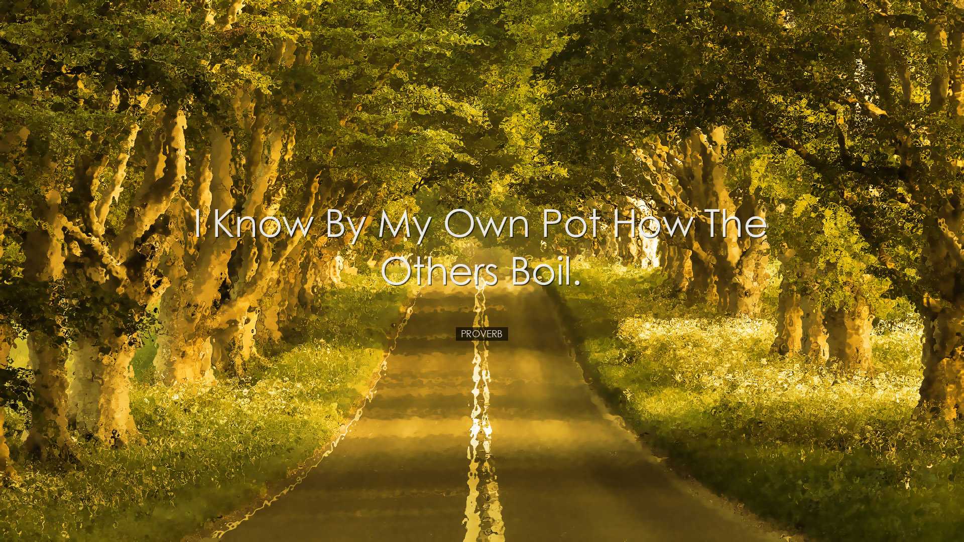 I know by my own pot how the others boil. - Proverb