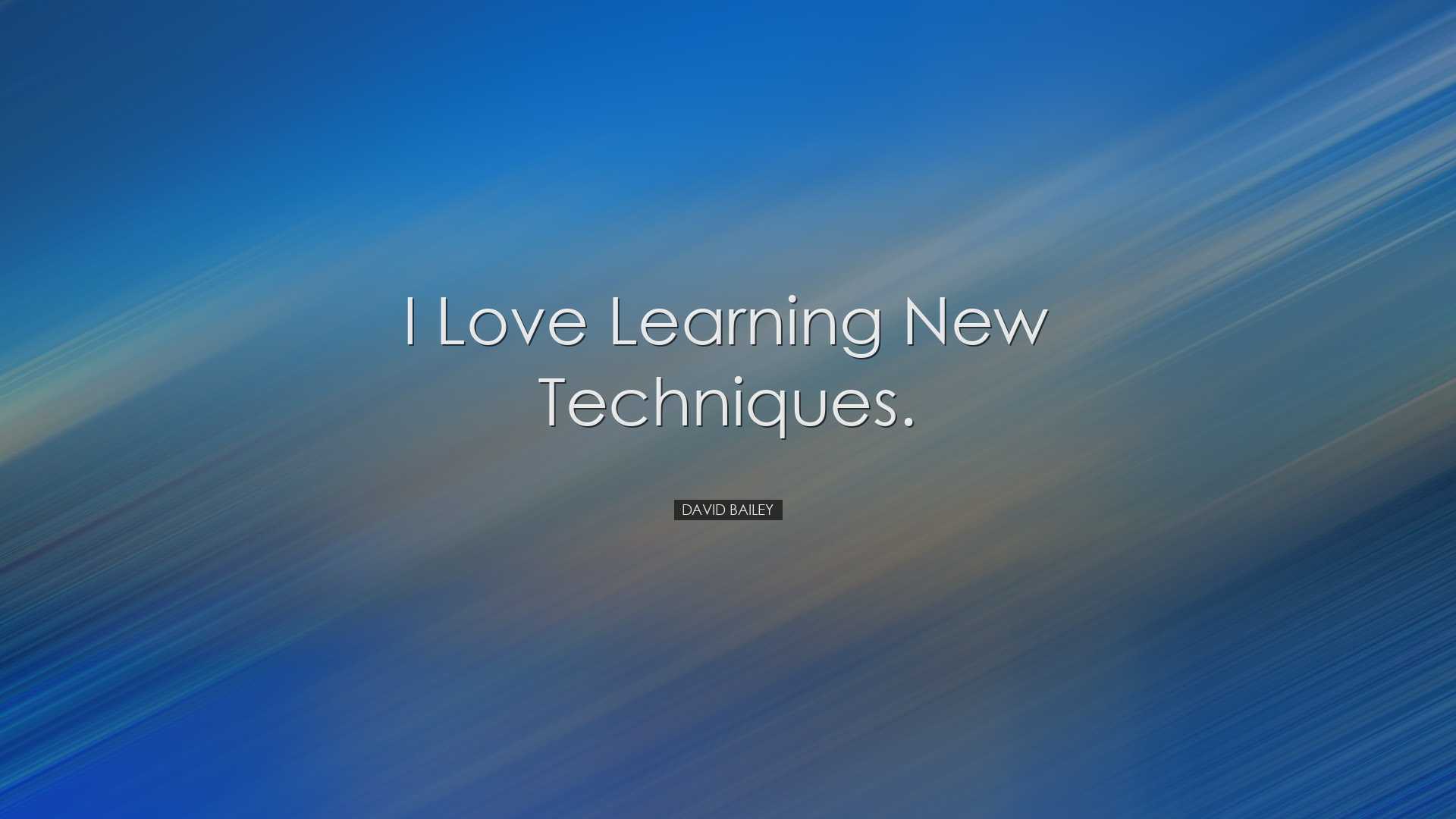 I love learning new techniques. - David Bailey