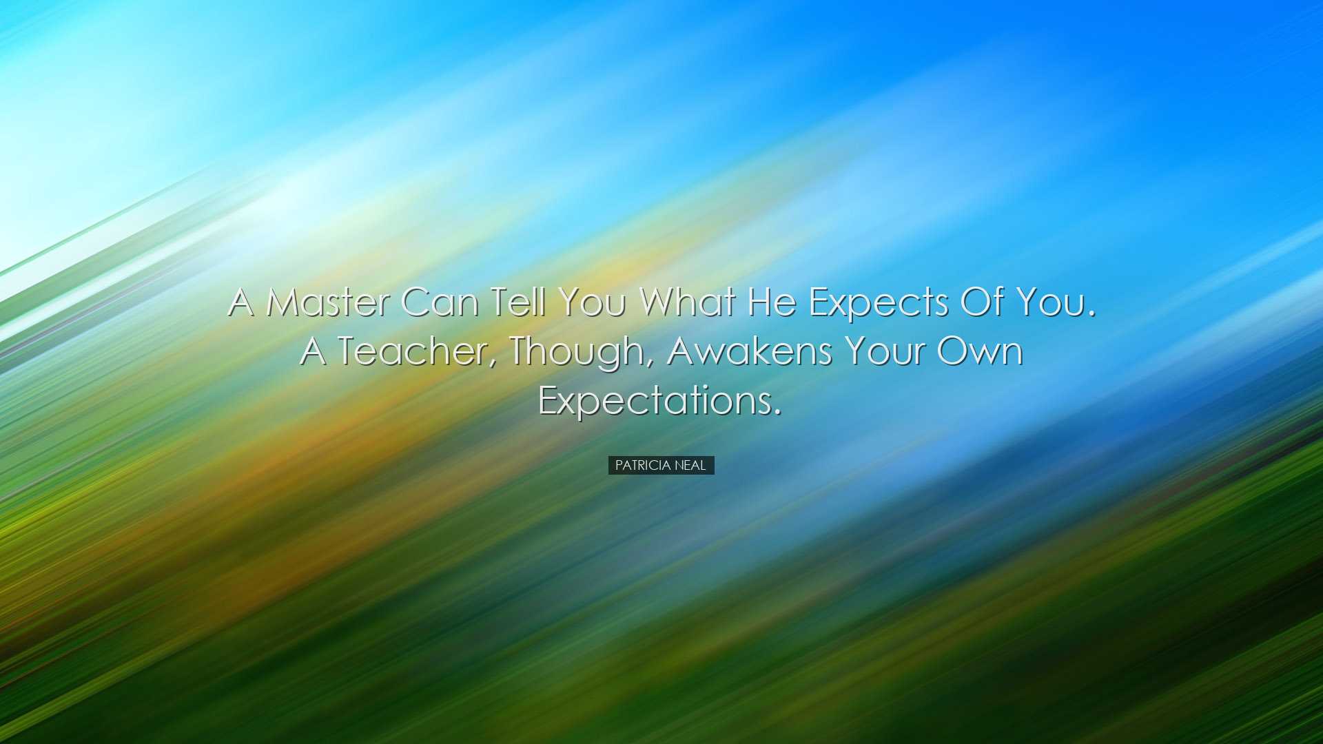A master can tell you what he expects of you. A teacher, though, a