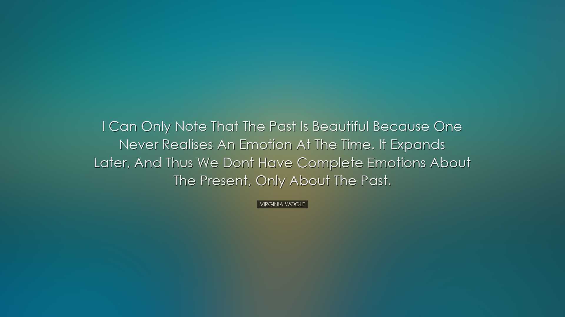 I can only note that the past is beautiful because one never reali