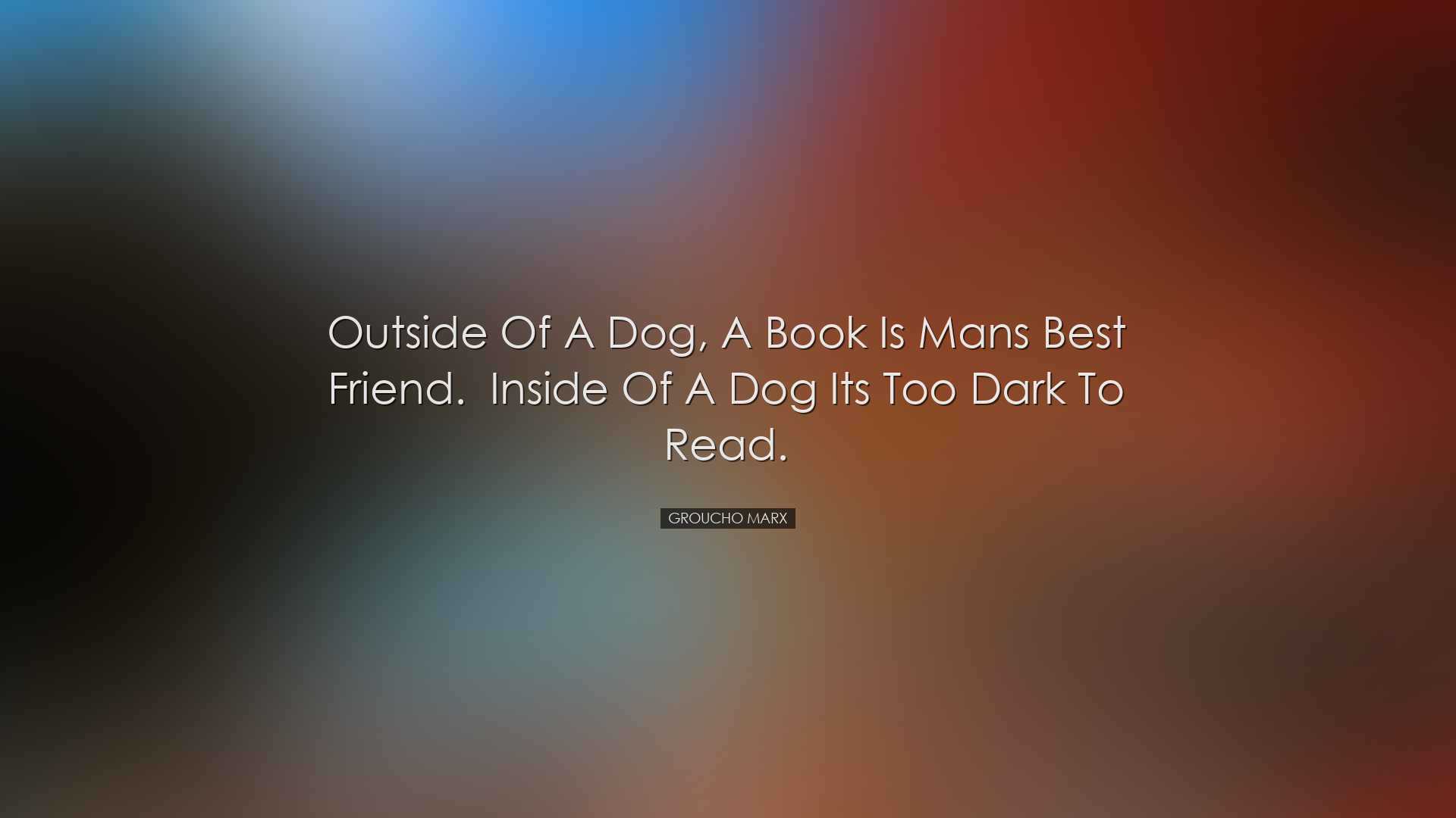 Outside of a dog, a book is mans best friend.  Inside of a dog its