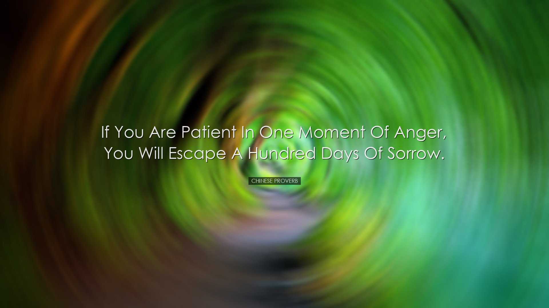 If you are patient in one moment of anger, you will escape a hundr