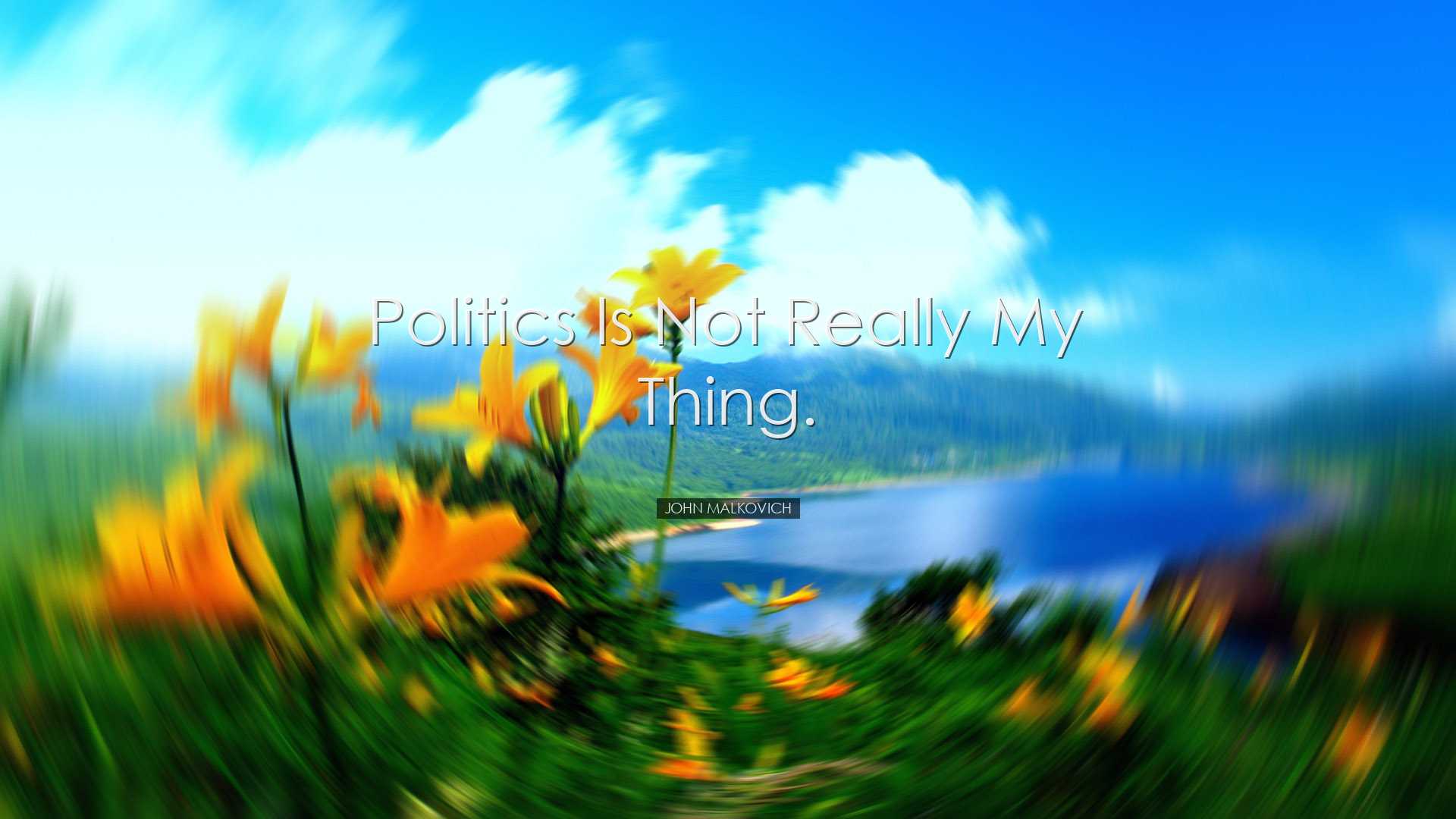 Politics is not really my thing. - John Malkovich