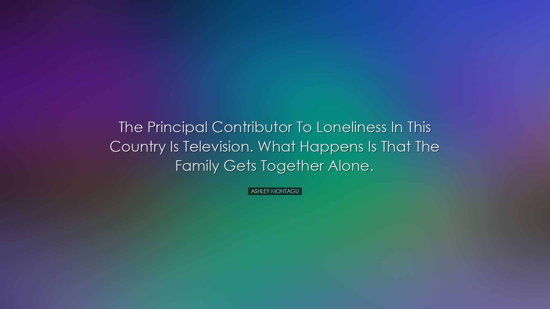 The principal contributor to loneliness in this country is televis