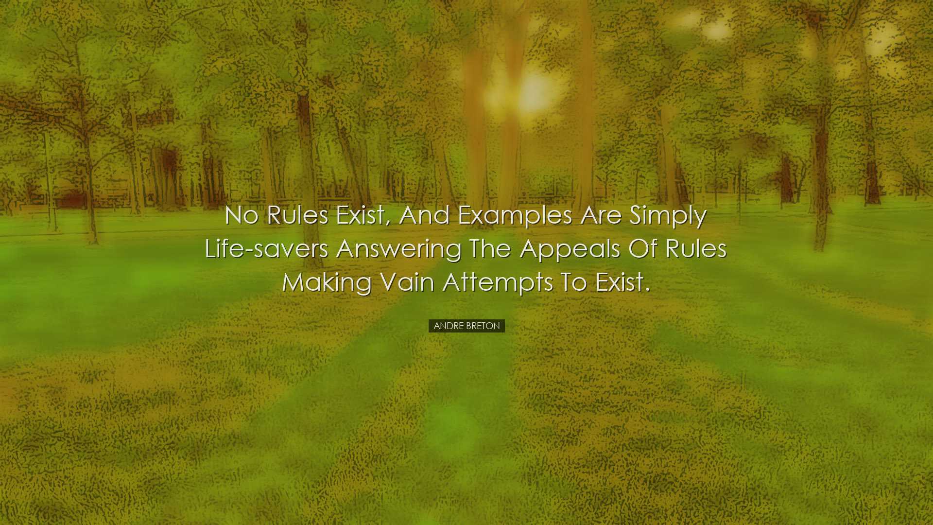 No rules exist, and examples are simply life-savers answering the