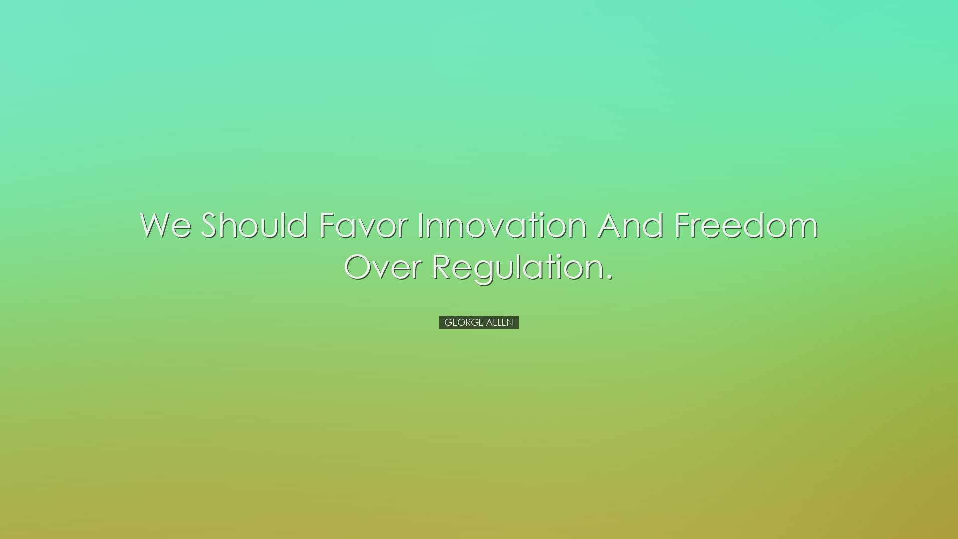 We should favor innovation and freedom over regulation. - George A