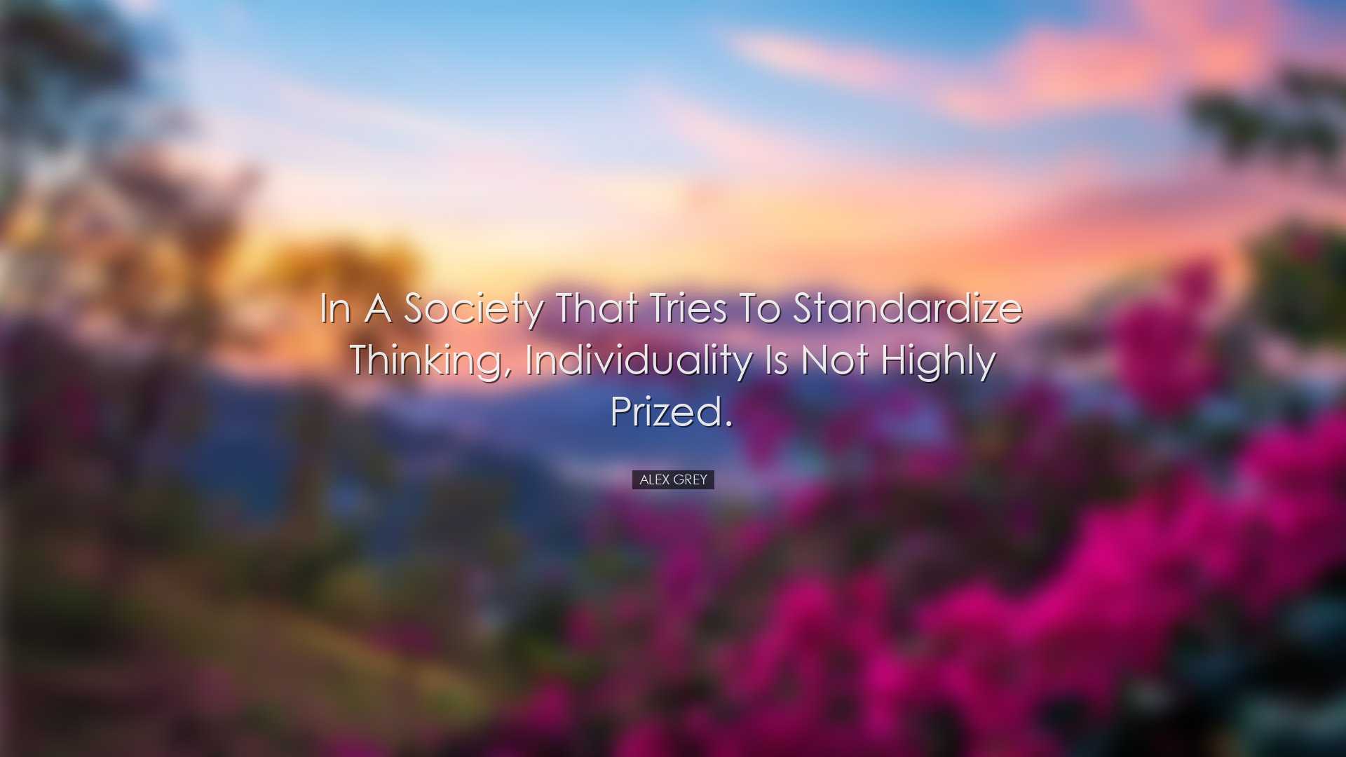 In a society that tries to standardize thinking, individuality is