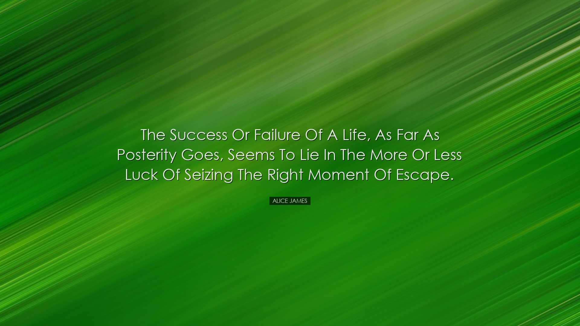 The success or failure of a life, as far as posterity goes, seems