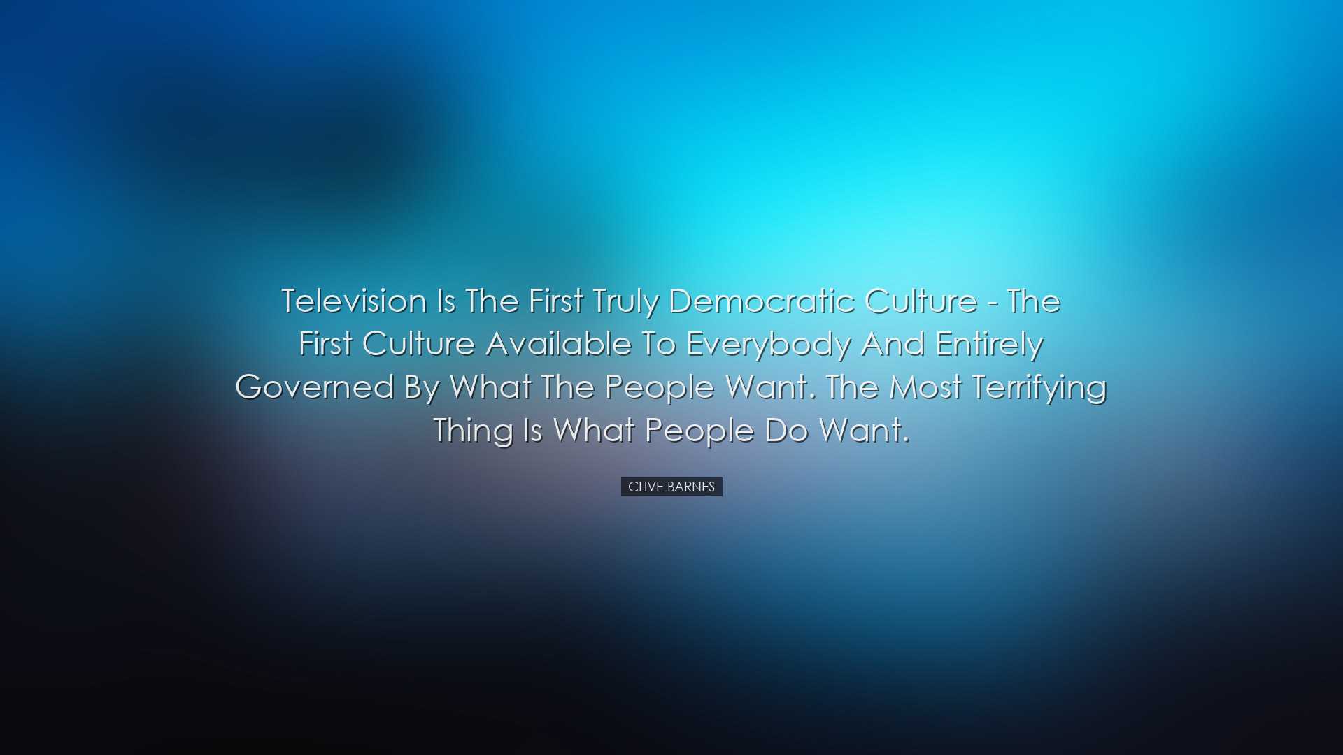 Television is the first truly democratic culture - the first cultu