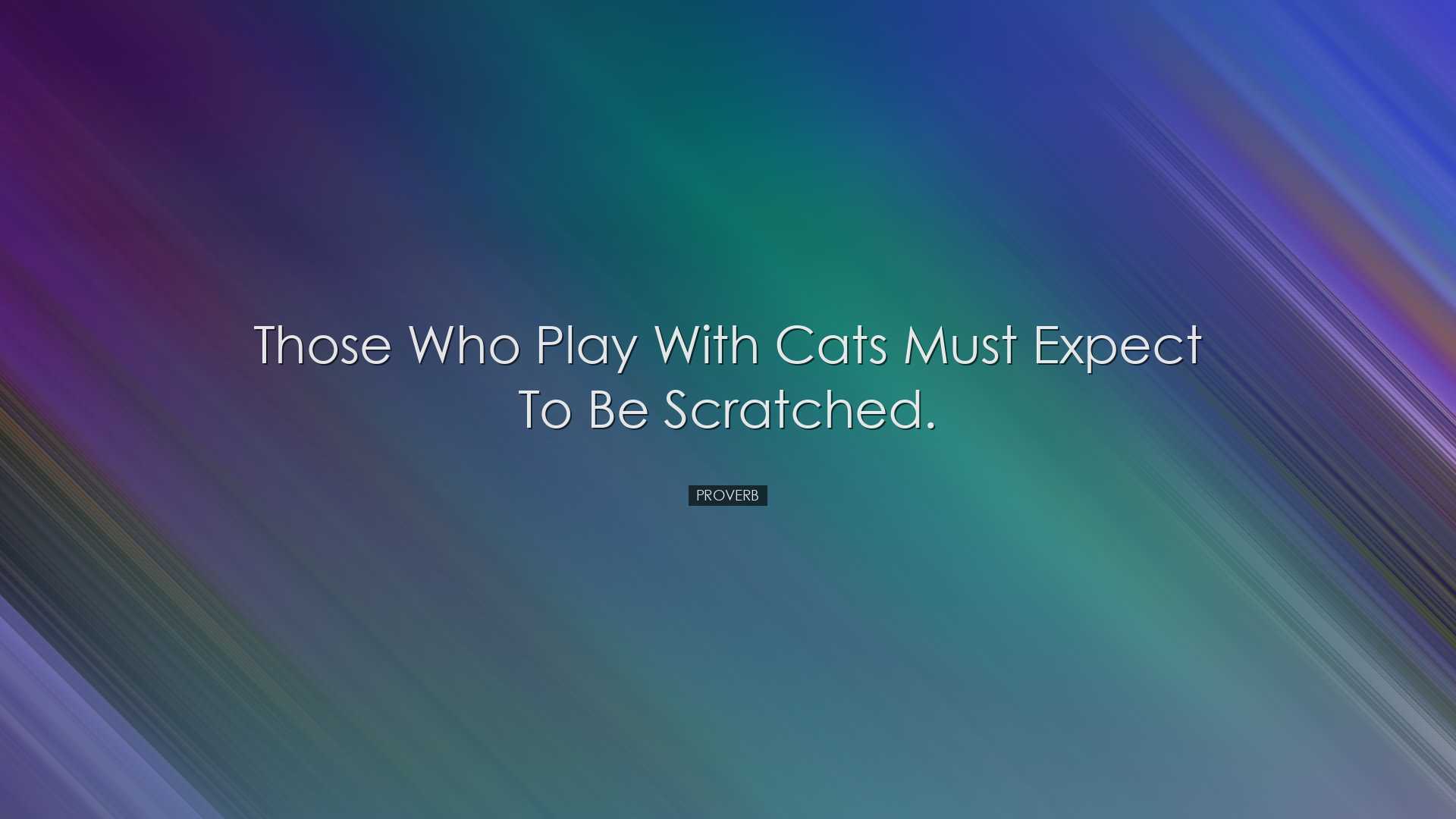 Those who play with cats must expect to be scratched. - Proverb