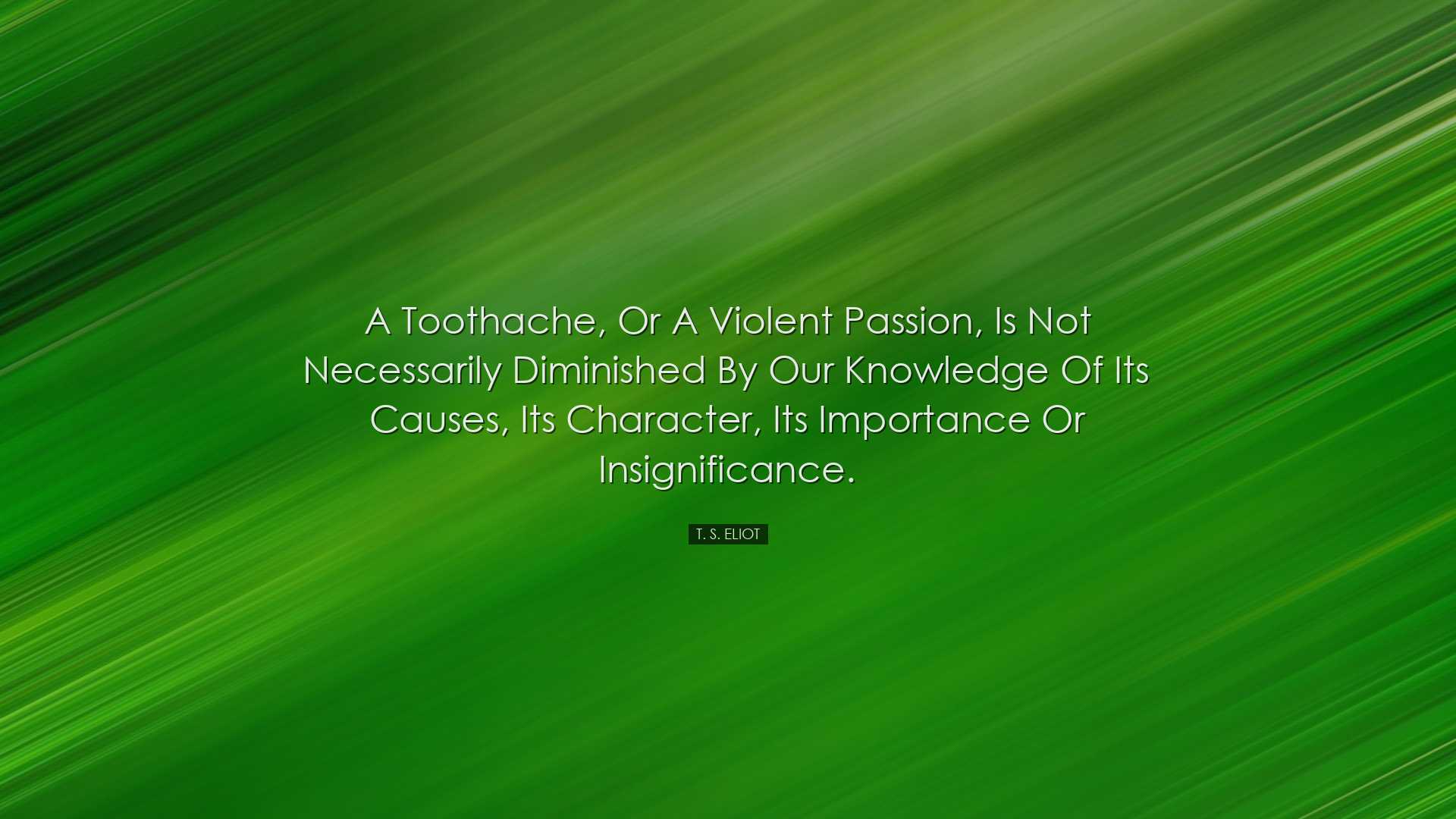 A toothache, or a violent passion, is not necessarily diminished b