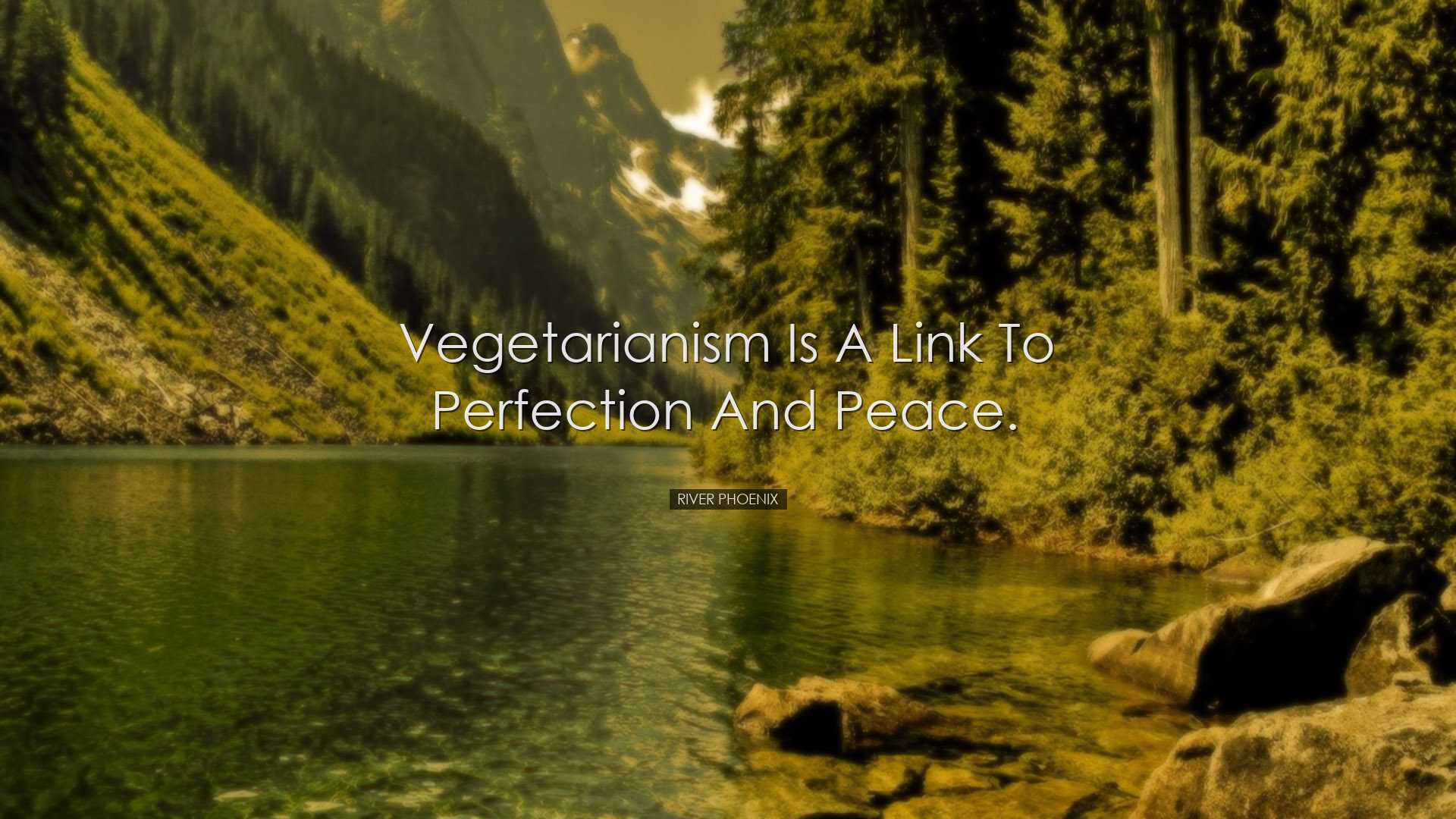 Vegetarianism is a link to perfection and peace. - River Phoenix