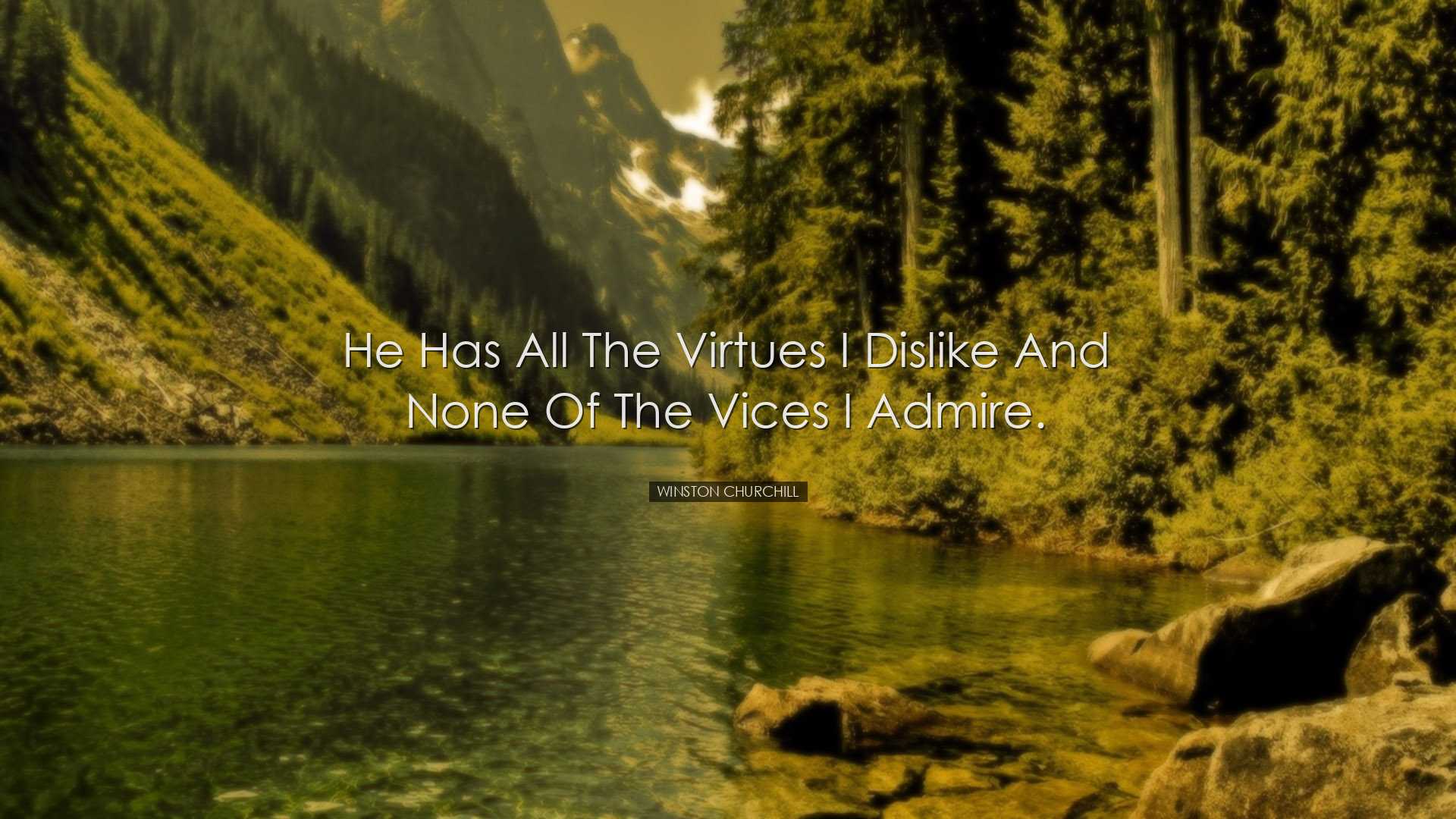 He has all the virtues I dislike and none of the vices I admire. -