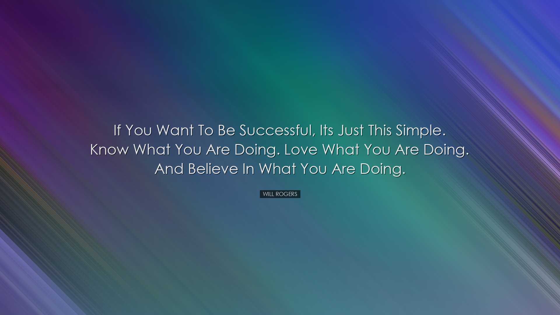 If you want to be successful, its just this simple. Know what you