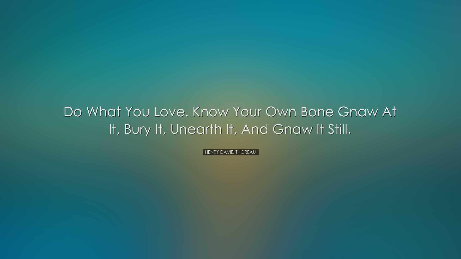 Do what you love. Know your own bone gnaw at it, bury it, unearth