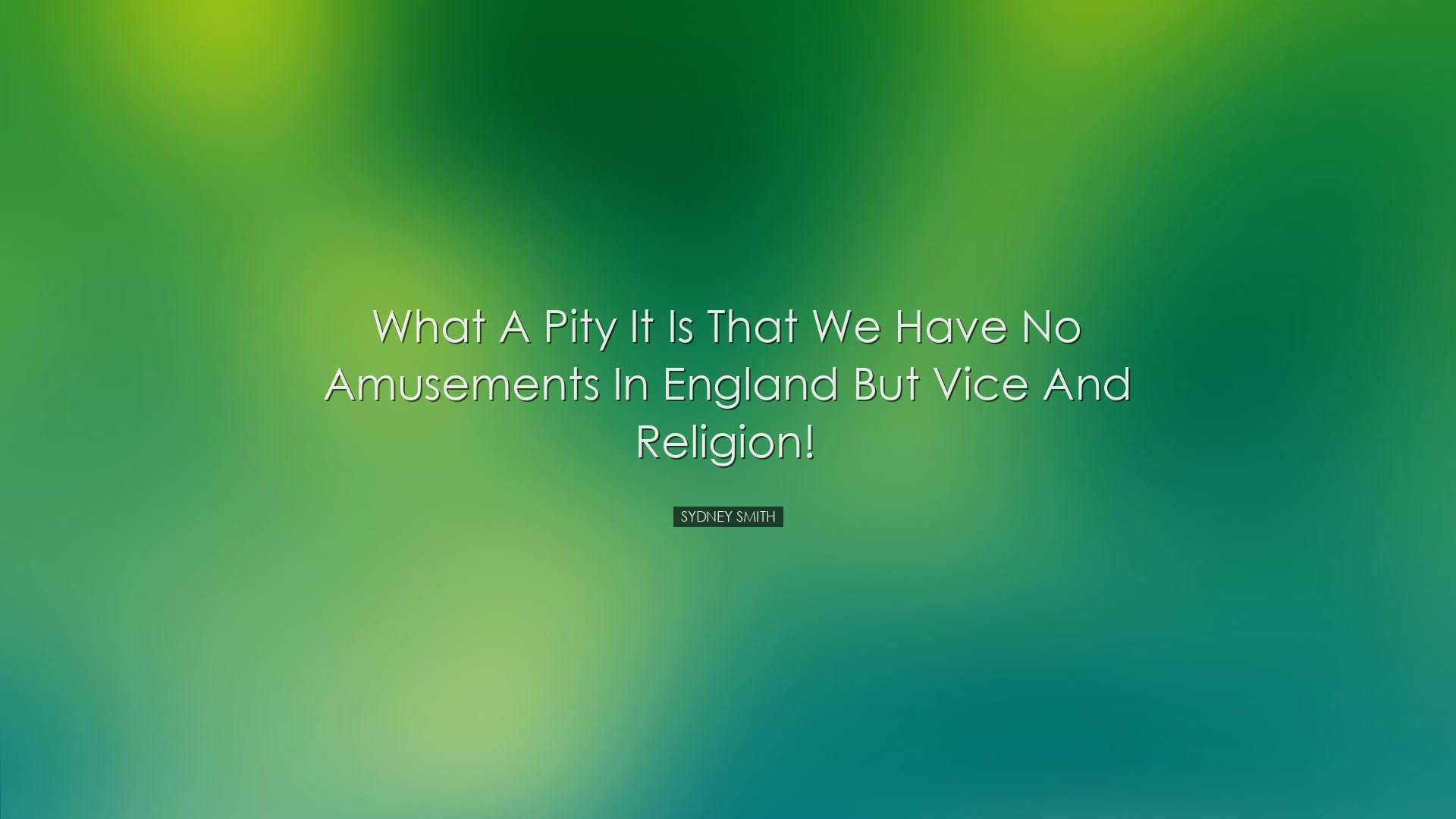 What a pity it is that we have no amusements in England but vice a