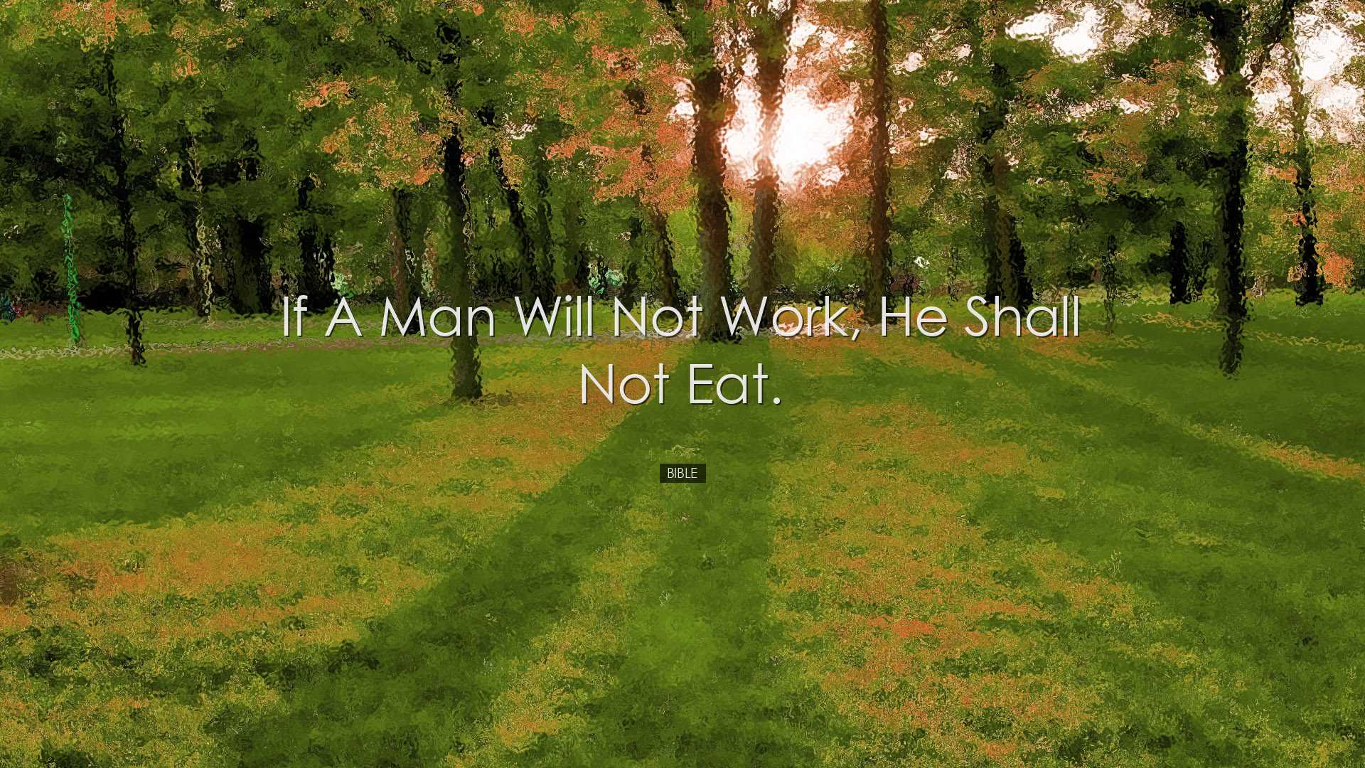 If a man will not work, he shall not eat. - Bible