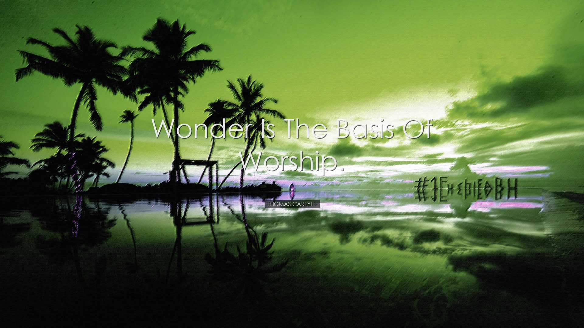 Wonder is the basis of worship. - Thomas Carlyle